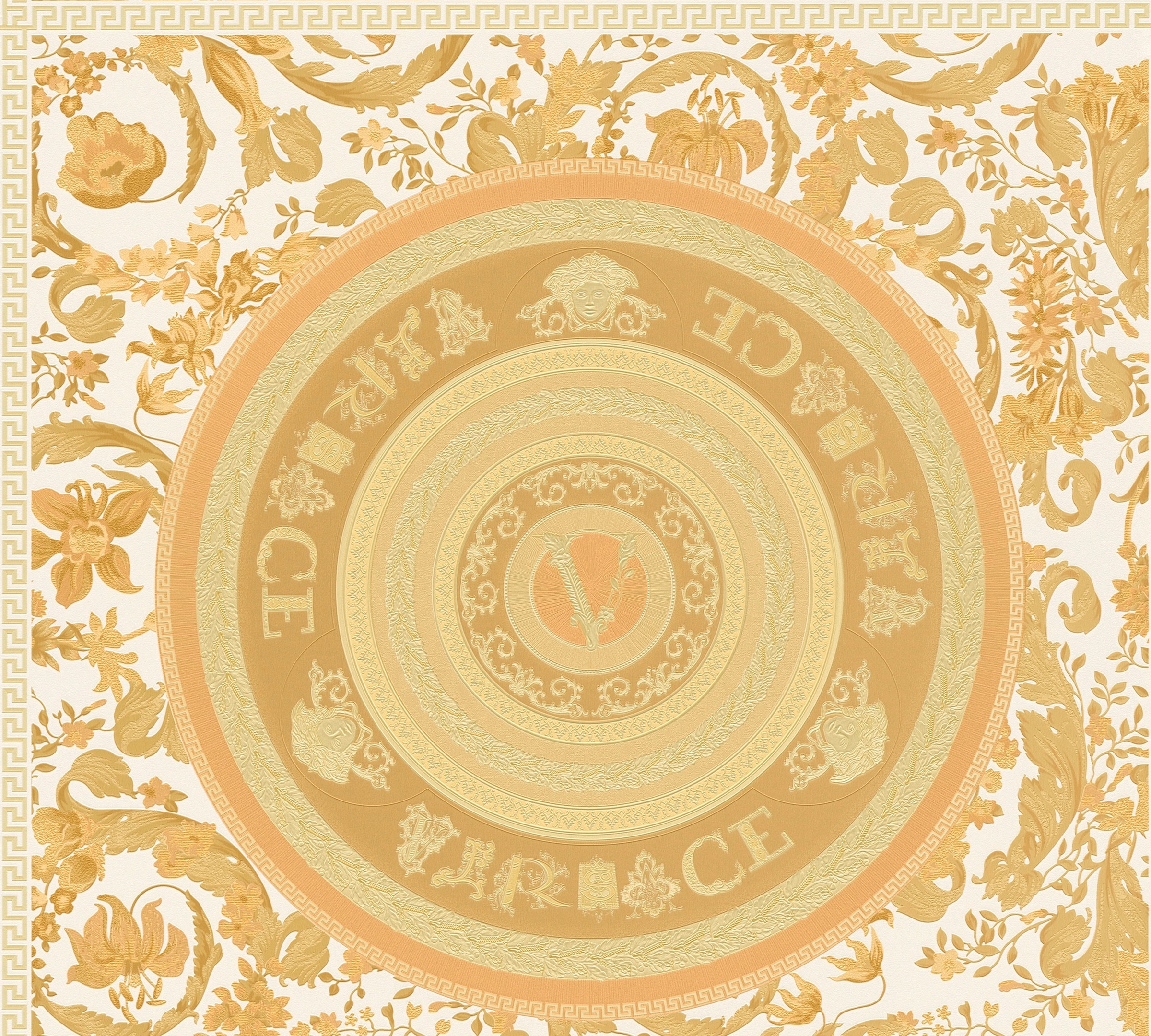 Versace "Wallpaper Versace 5 Floral Design" abstrakt gemustert leicht glänzend leicht strukturiert Designertapete auffallende Fliesen-Tapete Tapeten Wohnzimmer modern