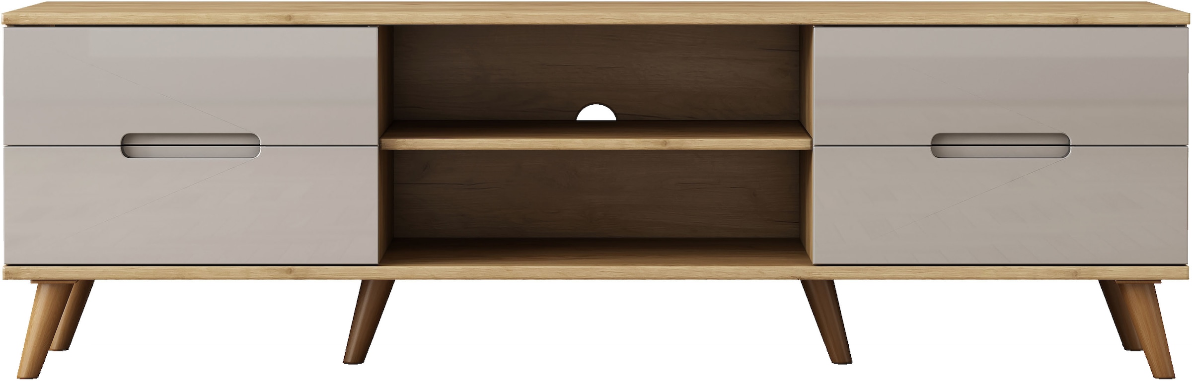 OTTO home TV-Board »Lund« glänzende Fronten, Kabeldurchführung, helles Holzdekor, Breite 160 cm