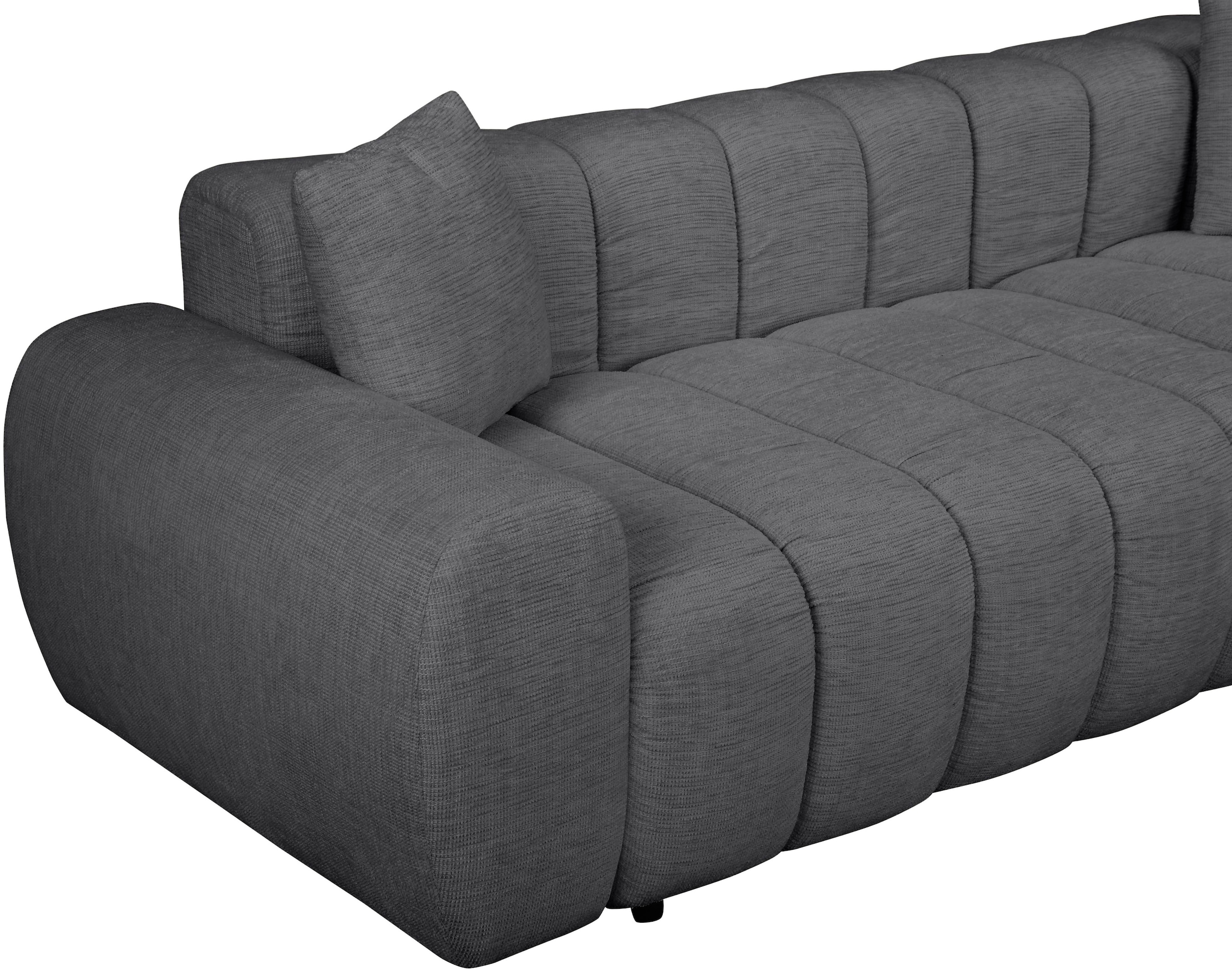 OTTO home Ecksofa »LAURRENT Feinstruktur L-Form, 246 cm« Schlaffunktion (123/191cm), Bettkasten, Taschenfederkern und Topper