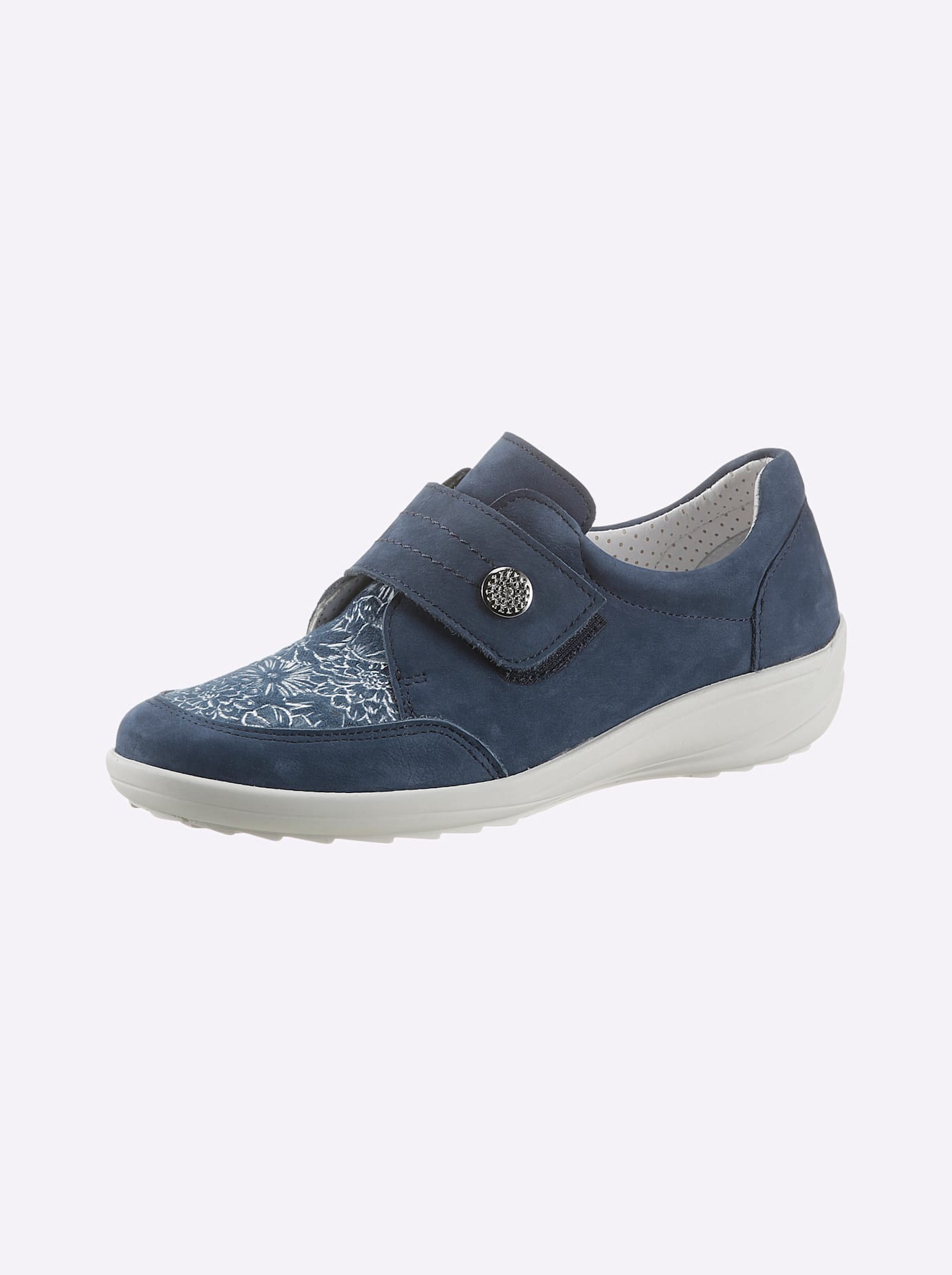 CLASSIC BASICS Damen Klettschuh, Gr. 39, blau, Nubukleder, Schuhe