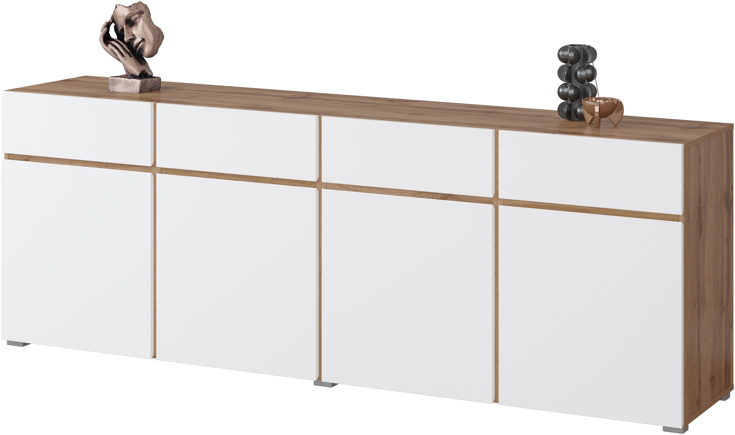 OTTO home Sideboard "Cross,Breite 225 cm, moderne grifflose Kommode,4 Türen günstig online kaufen