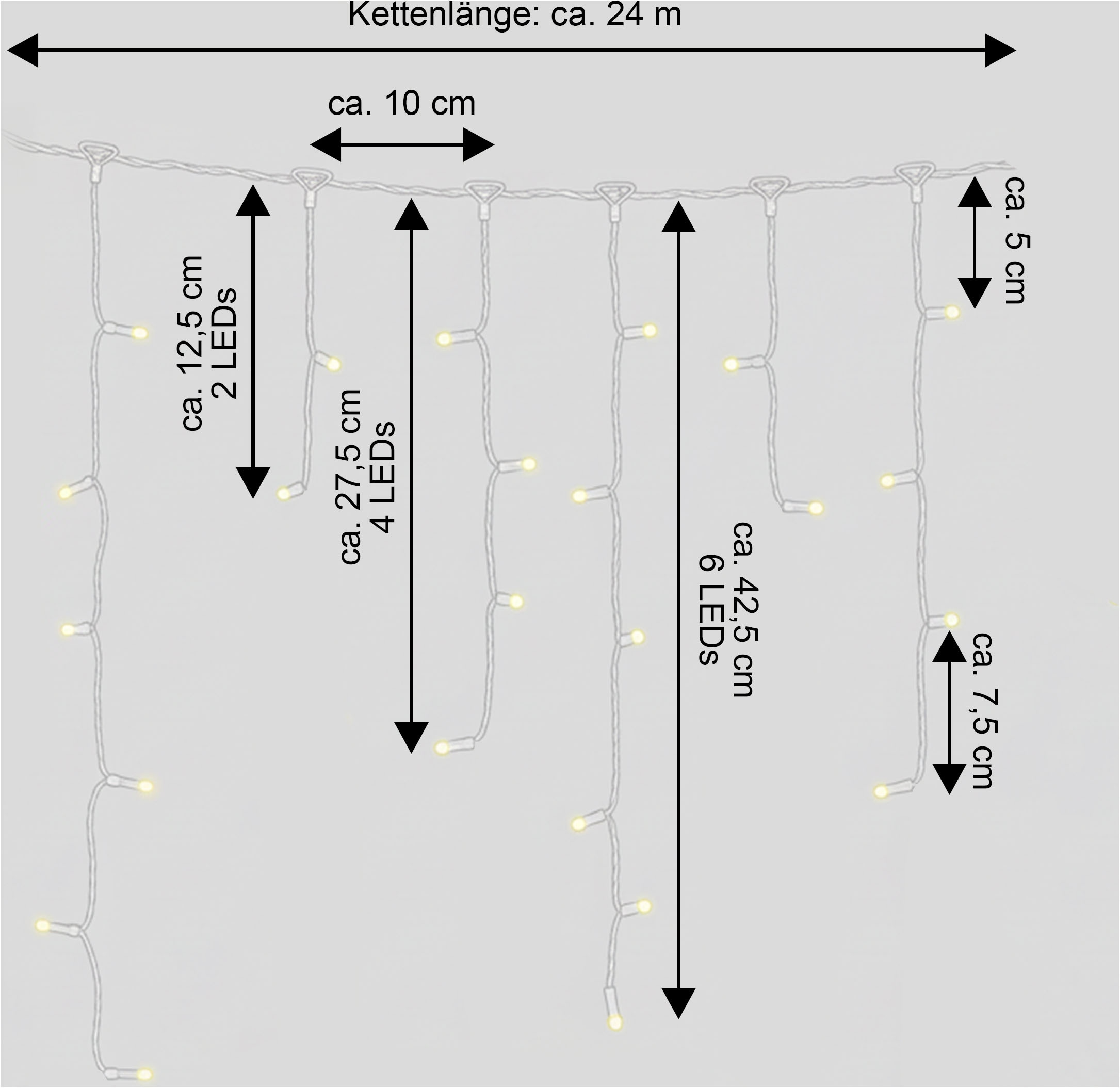 OTTO home LED-Lichterkette »Luvennia in 6, 12 und 24 m Kettenlänge,« warmweißes Licht, Timer, 3 m Zuleitung