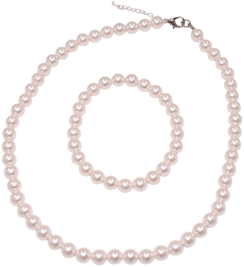 Ketten und Armband Set FIRETTI "Multipack Schmuck Geschenk Schmuckset", bunt (silberfarben, weiß), Schmuck_Sets, Damen, Messing, Perlen, Made in Germa