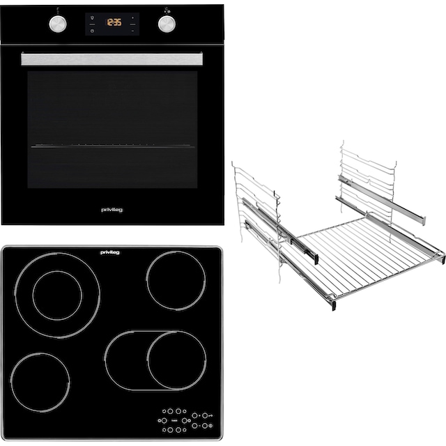 Privileg Backofen-Set »BAKO Turn&Cook 450 BLACK«, PBWR6 OP8V2 BLG, mit  Teilauszug, Pyrolyse-Selbstreinigung | BAUR