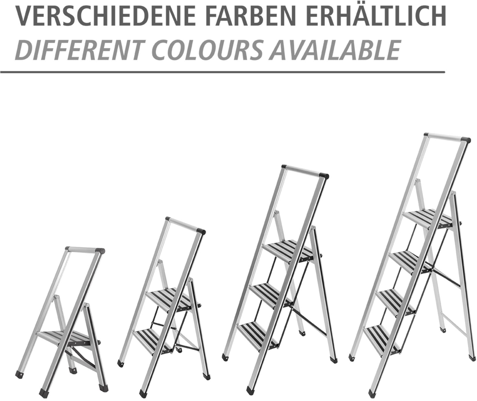 WENKO Trittleiter »Modell Alu-Design«, Klapptritt Leiter, rutschsichere XXL-Stufen, klappbar, bis 150 kg