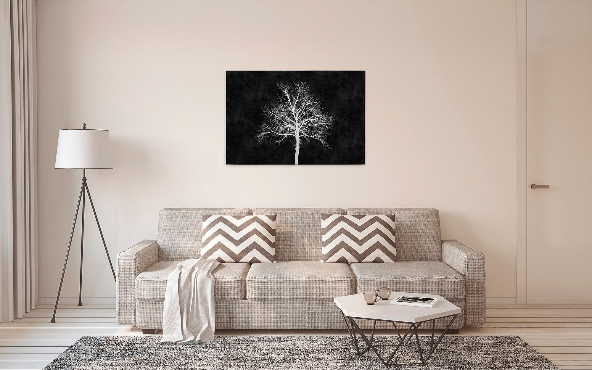 A.S. Création Leinwandbild »blackboard«, Kunst-Gemälde-Kinder, (1 St.), Schwarz-Weiß Baum Keilrahmen Tafel Leinwand-Bild Wohnzimmer modern