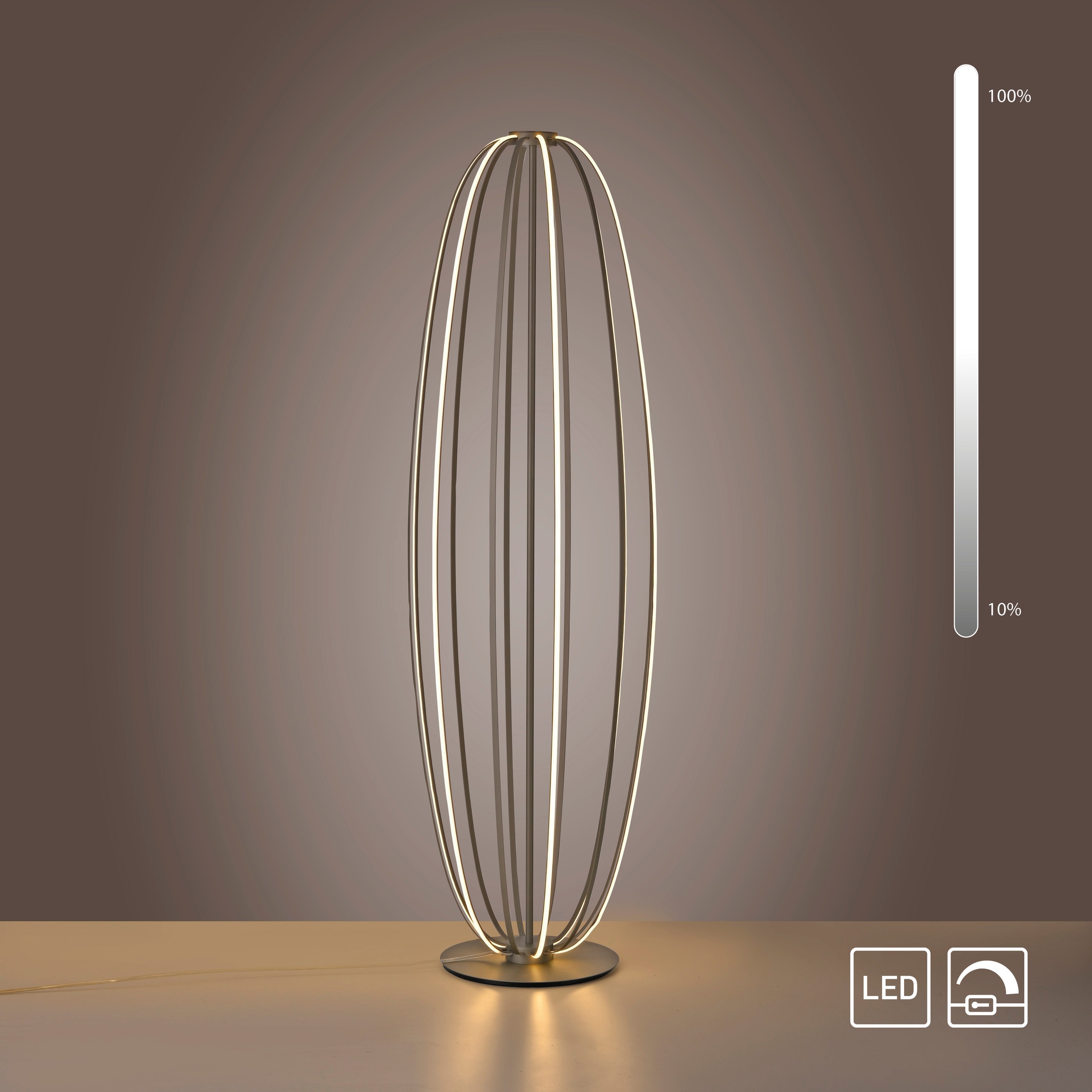 Paul Neuhaus LED Stehlampe »ELVARA« LED-Board 1 Stk. Warmweiß Stufenlos dimmbar über Schnurdimmer, Warmweiße Lichtfarbe (3000K)