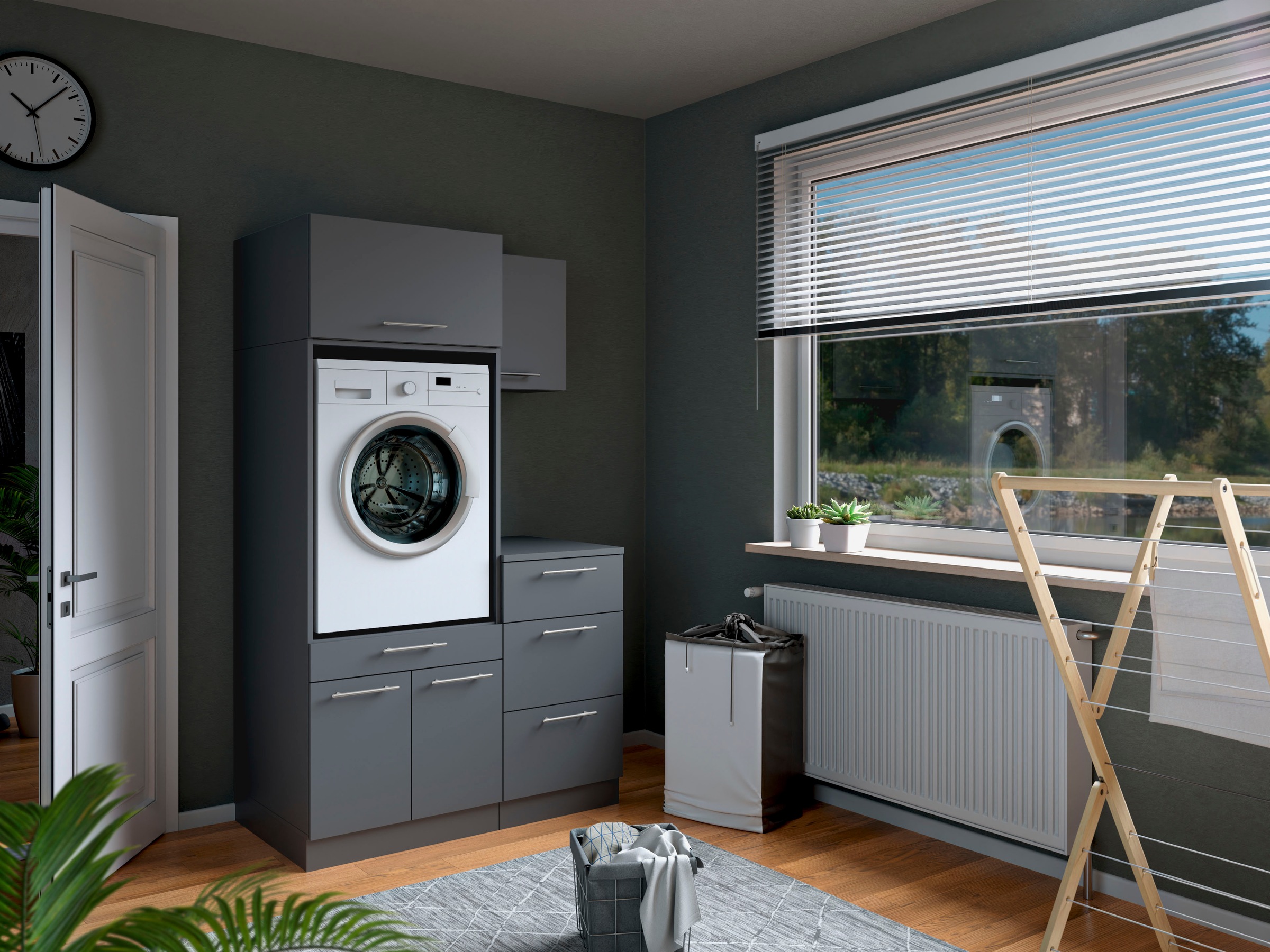 Laundreezy Mehrzweckschrank-Set »Laundreezy, 4-tlg. Mehrzweckschrank-Set B/H/T 118/200/68 cm«, (4 St.), Breite 118 cm, Soft-Close-Funktion für Türen