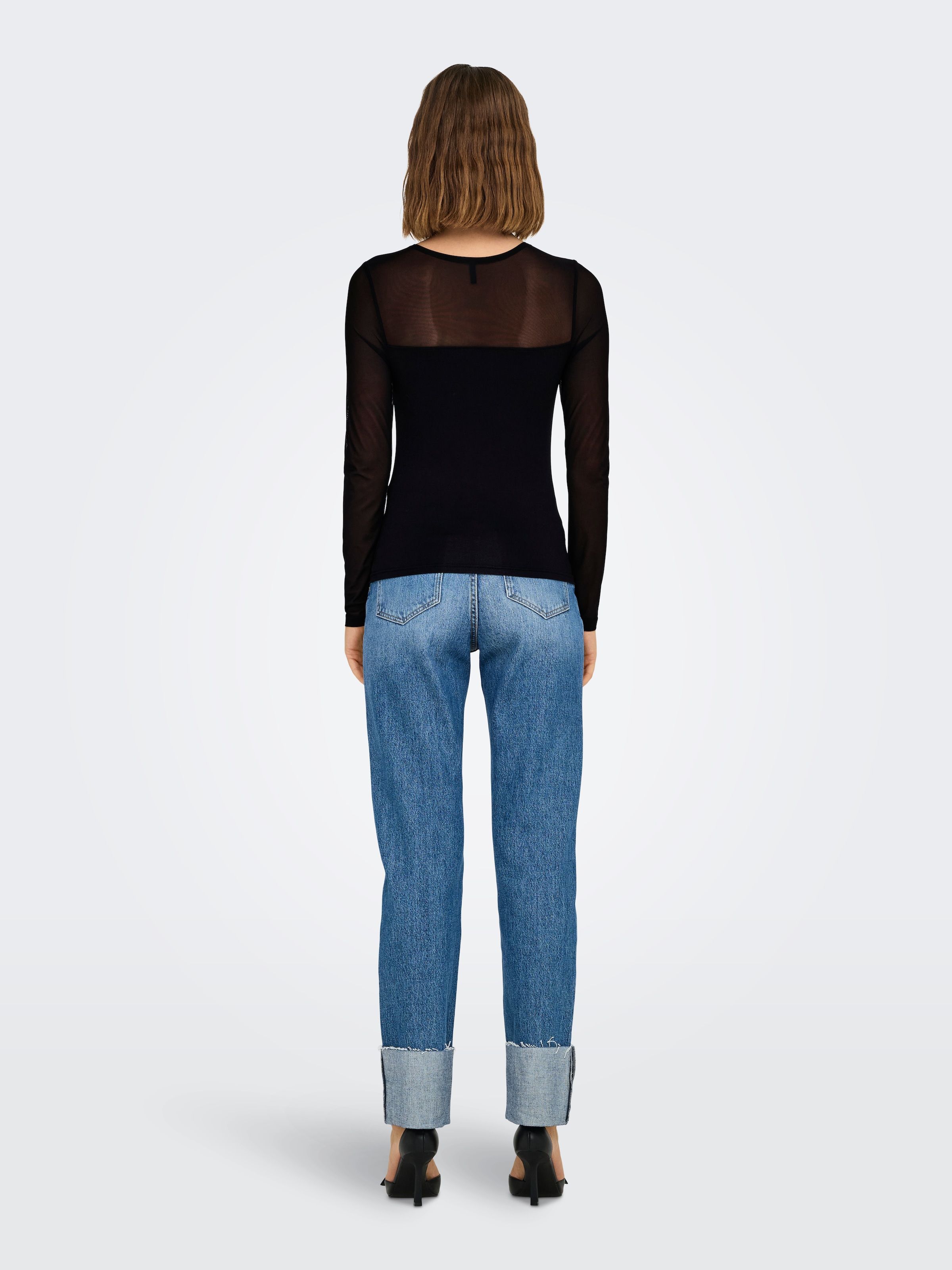 ONLY Spitzenshirt »ONLSABINA L/S O-NECK MIX TOP BOX JRS«