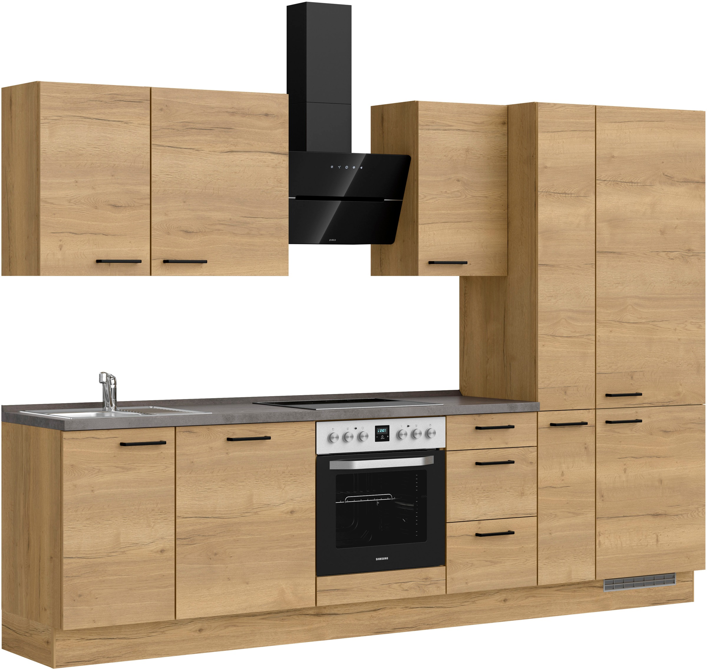 nobilia® Küchenzeile »"Structura II"«, vormontiert, Ausrichtung wählbar, Breite 300 cm, wahlw. mit E-Geräten