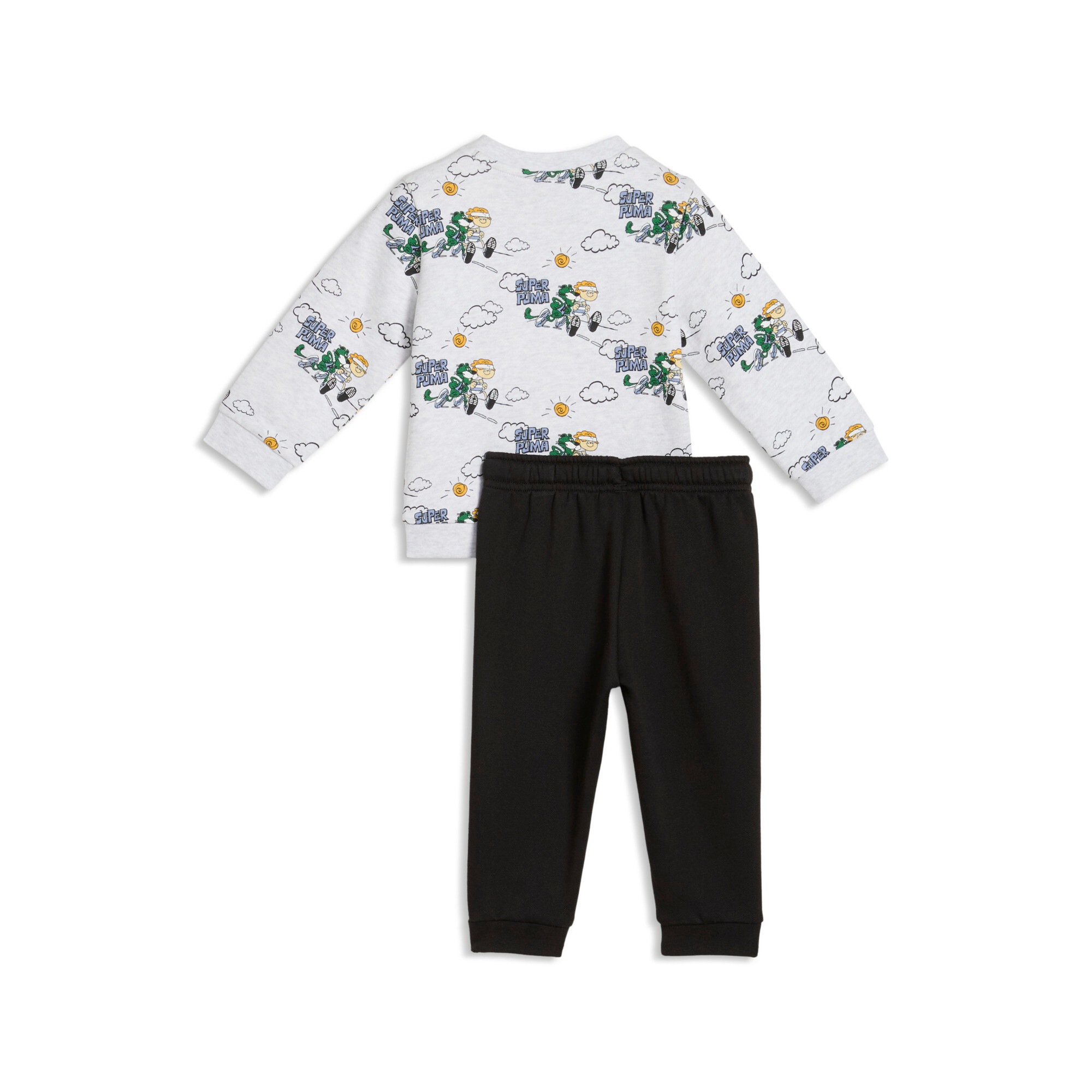 PUMA Trainingsanzug »MINICATS SUPER  AOP CREW SET FL INF« für Babys und Kinder, mit Kapuze, Regular Fit, normale Leibhöhe