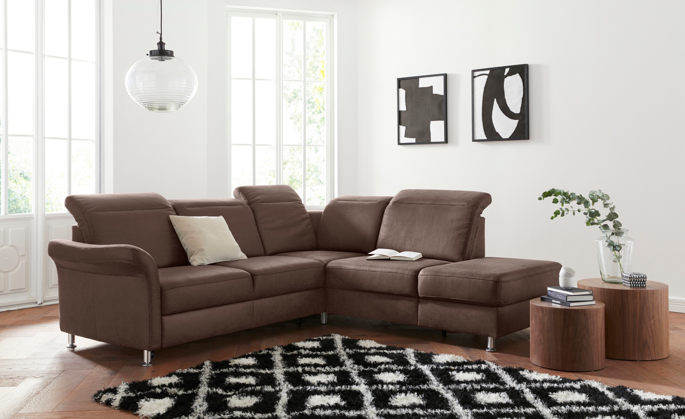 sit&more Ecksofa "Darwin L-Form" inklusive Federkern, wahlweise mit Kopfteilverstellung, Schlaffunktion