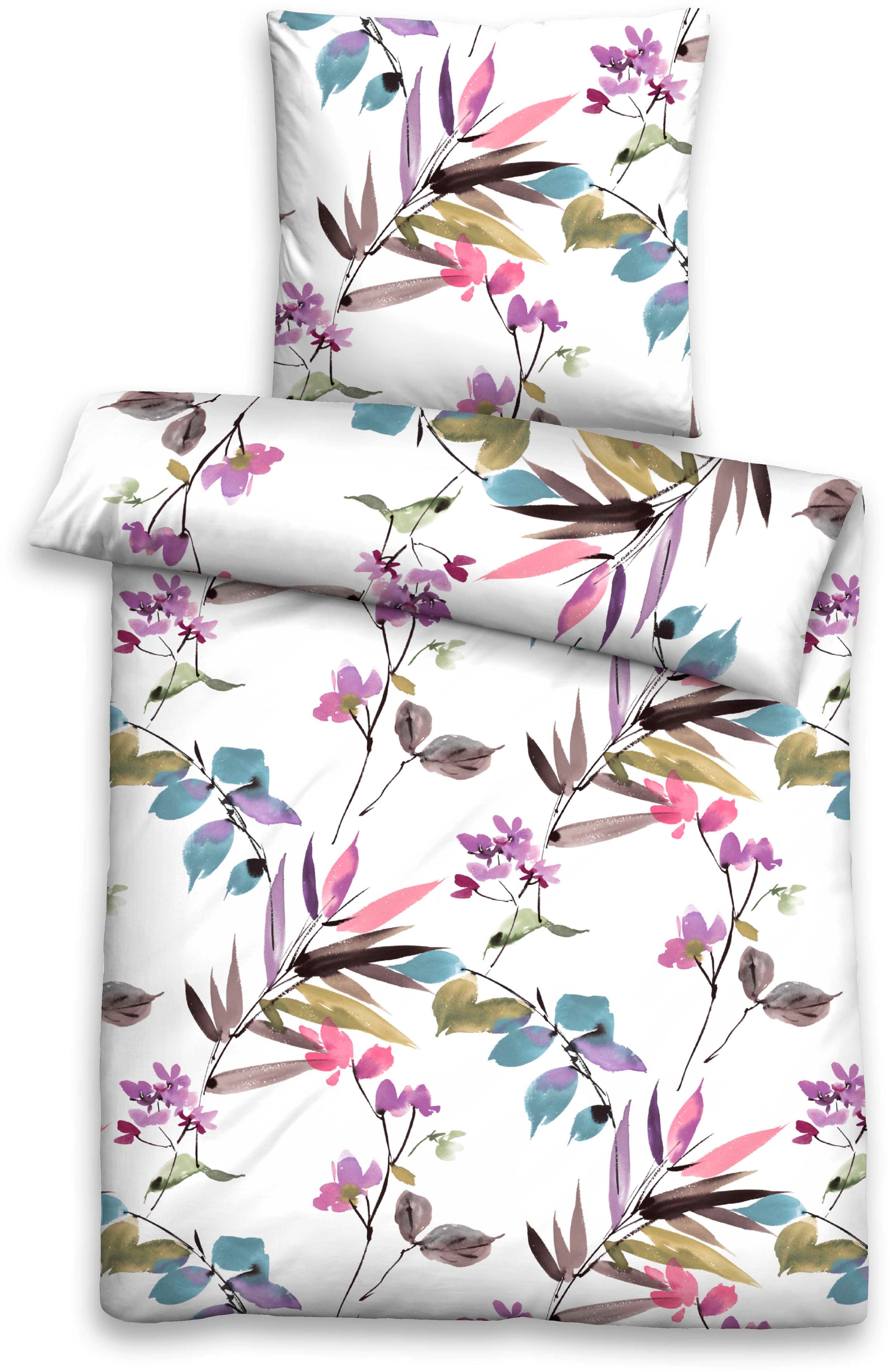 Biberna Bettwäsche »Maria in Gr. 135x200 oder 155x220 cm«, aus Baumwolle, florale Bettwäsche in Soft-Seersucker Qualität