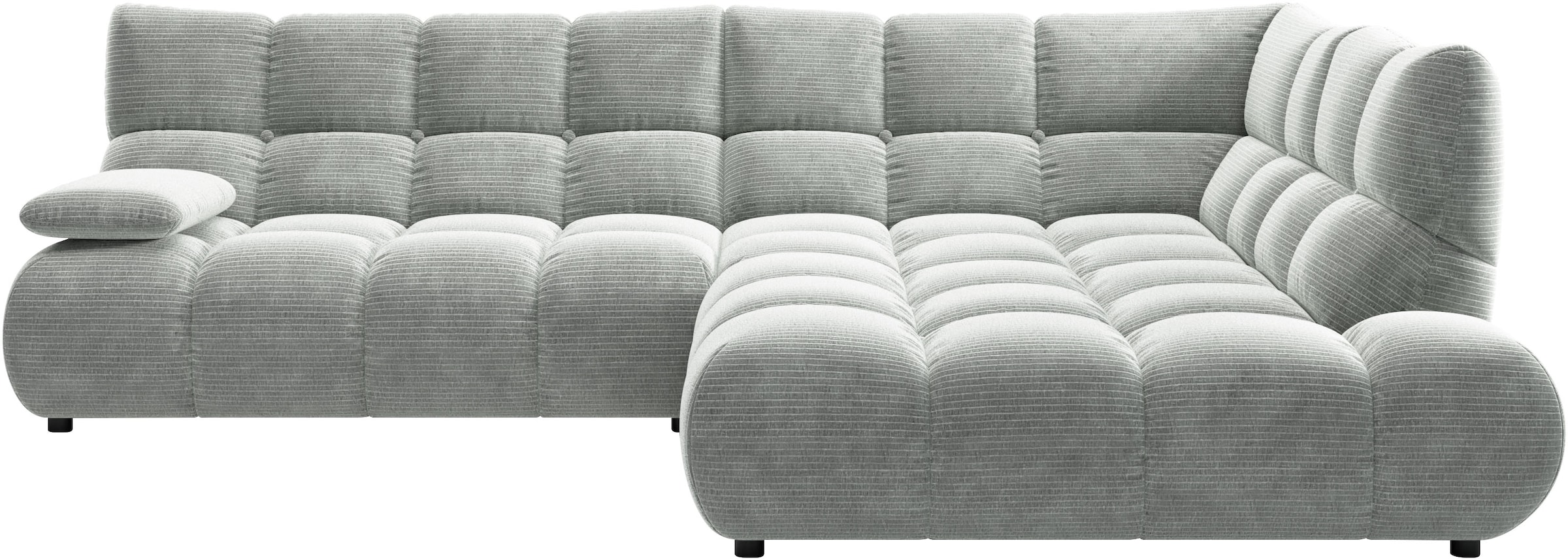Home affaire Ecksofa "Cozy Bubble, mit klappbarer Armlehne, Breite 289 cm" mit eleganter Steppung, Rundumbezug & weicher Polsterung