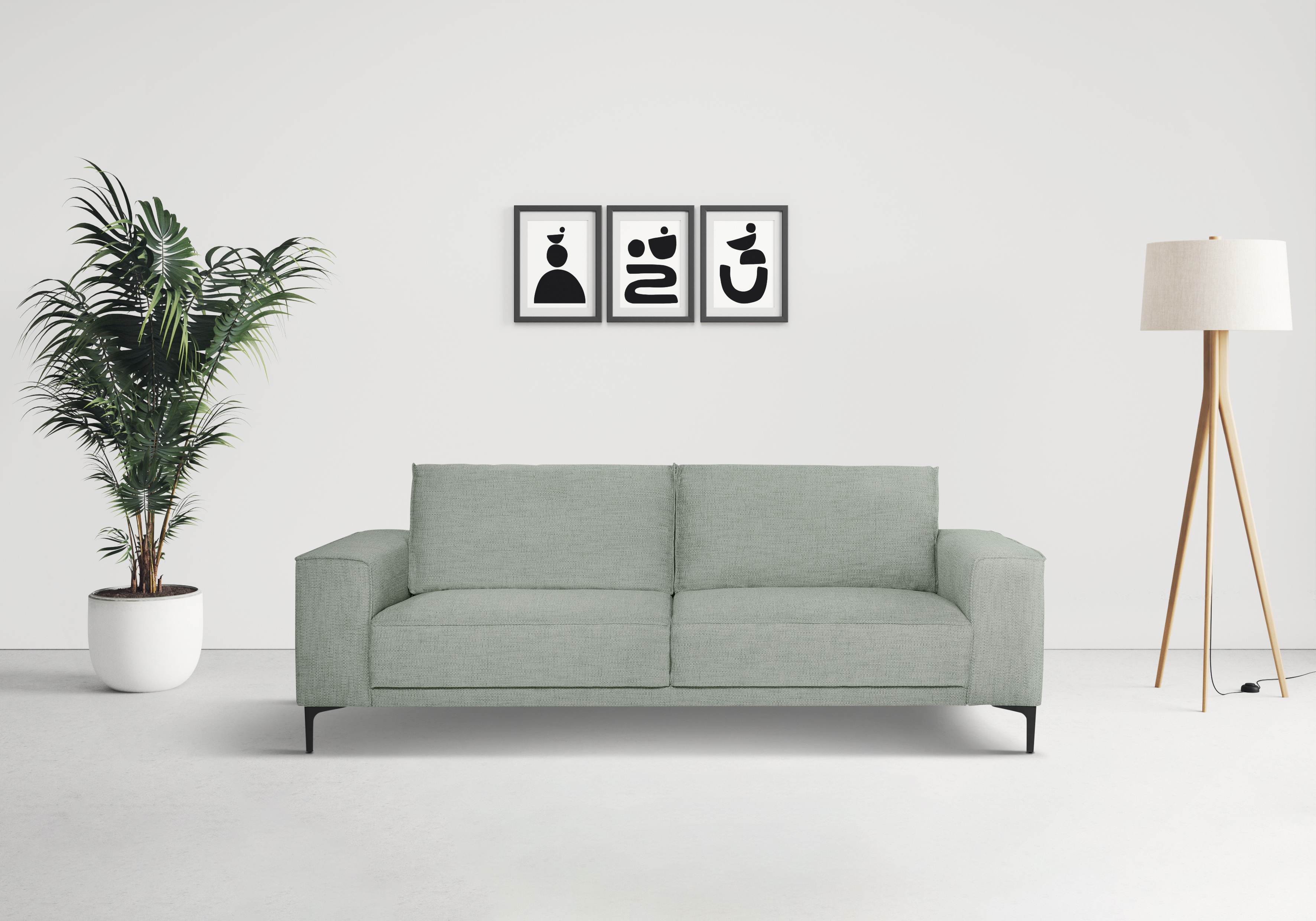 OTTO home 3-Sitzer "OLAND Flachgewebe, Sofa, B: 224 cm, Skandi-Design" Struktur, Flachgewebe, Luxus-Microfaser, Boucle