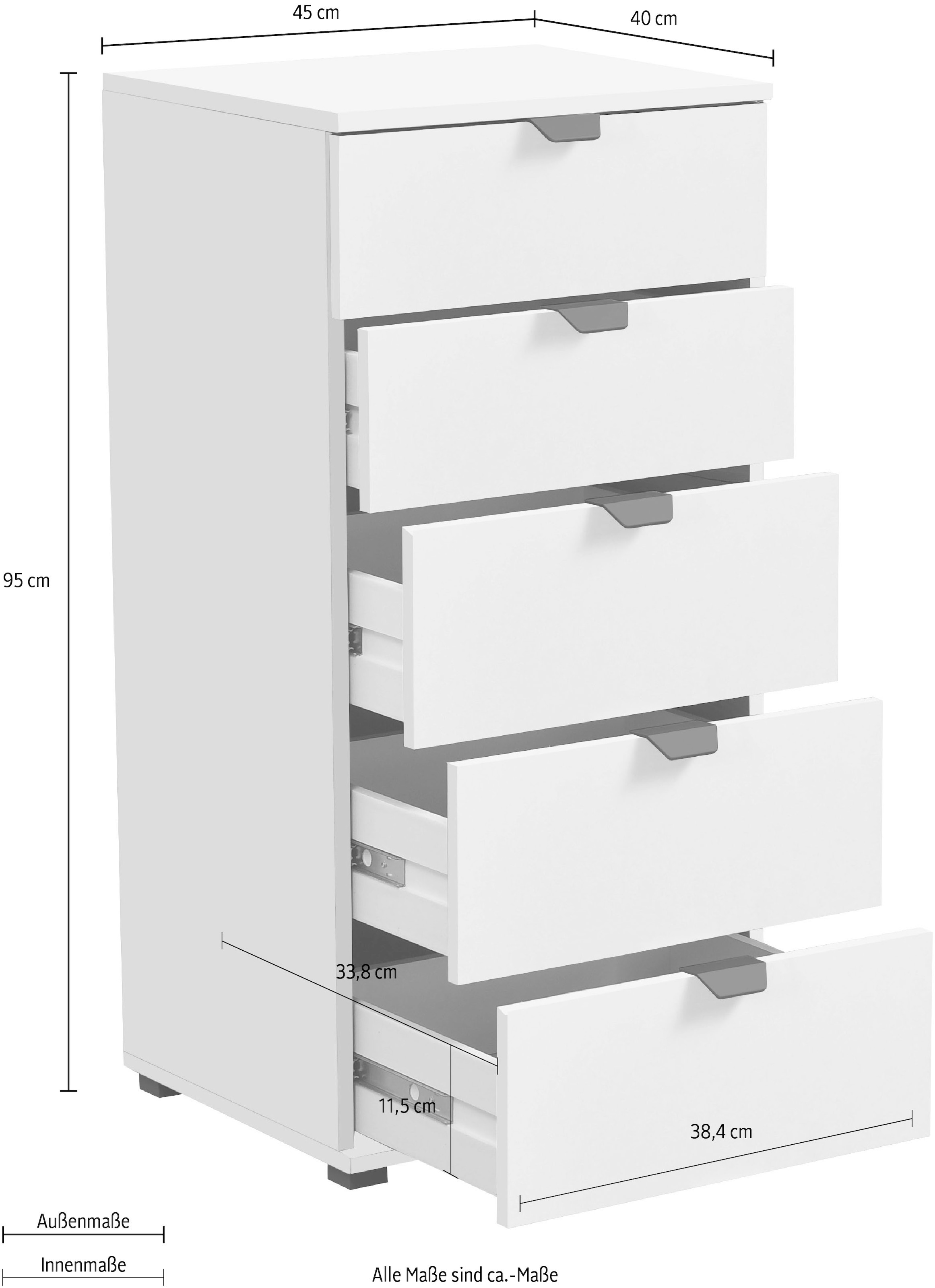 INOSIGN Kommode »Duero Schubkastenkommode«, mit 5 Schubkästen, Breite ca. 45 cm