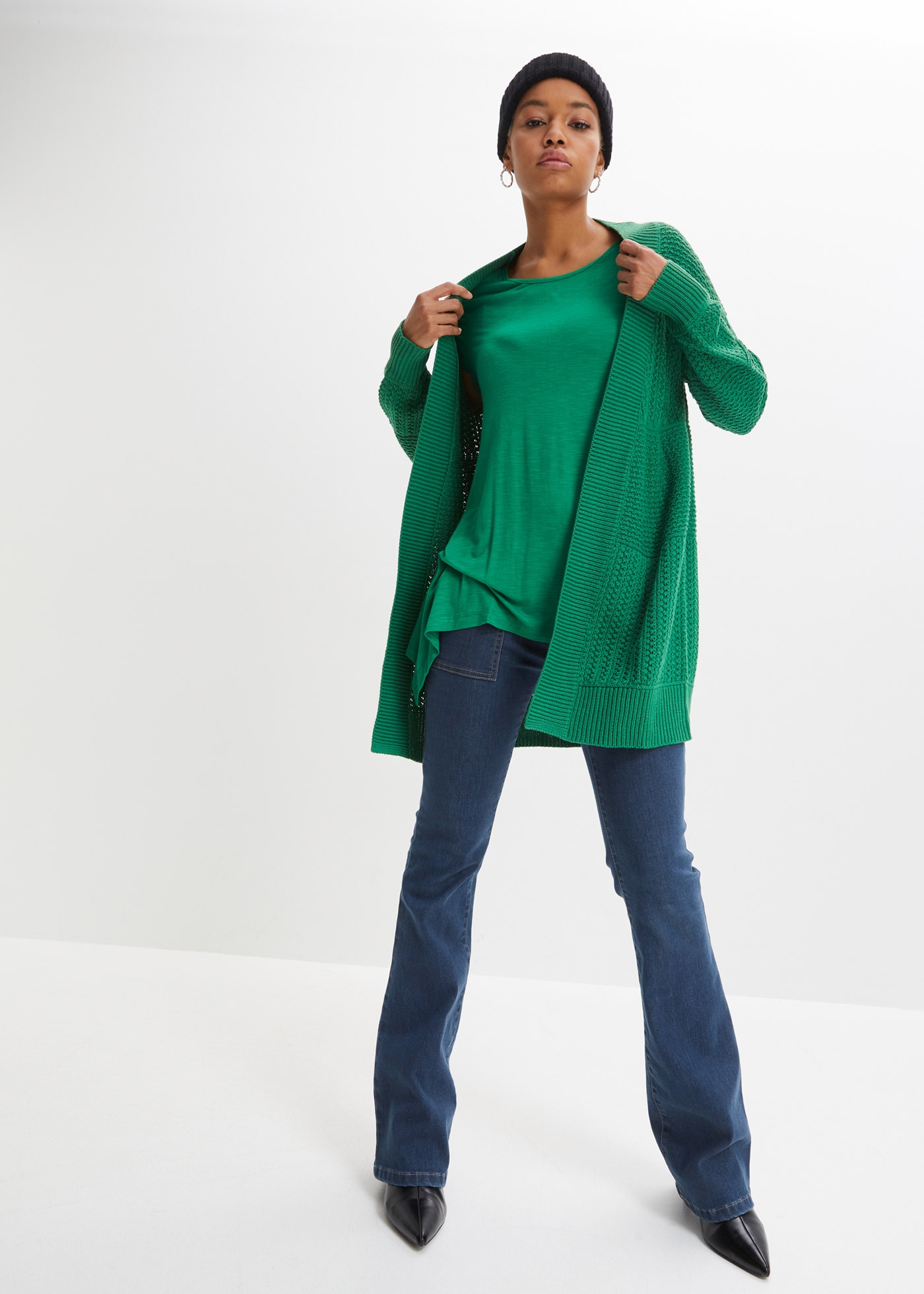 bonprix Longstrickjacke »Longstrickjacke« lockere Passform, mit Strickmuster, casual Stil