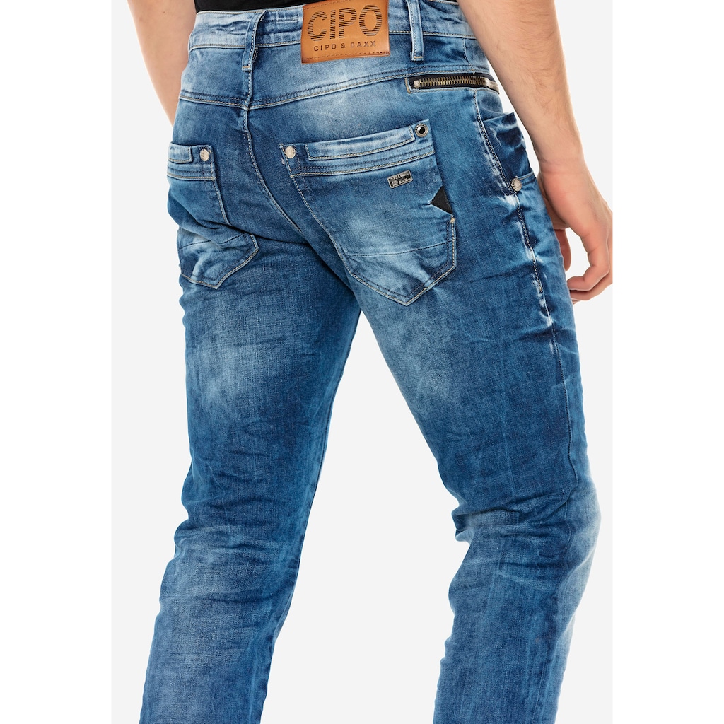 Cipo & Baxx Slim-fit-Jeans, in verwaschenem Design in Straight Fit