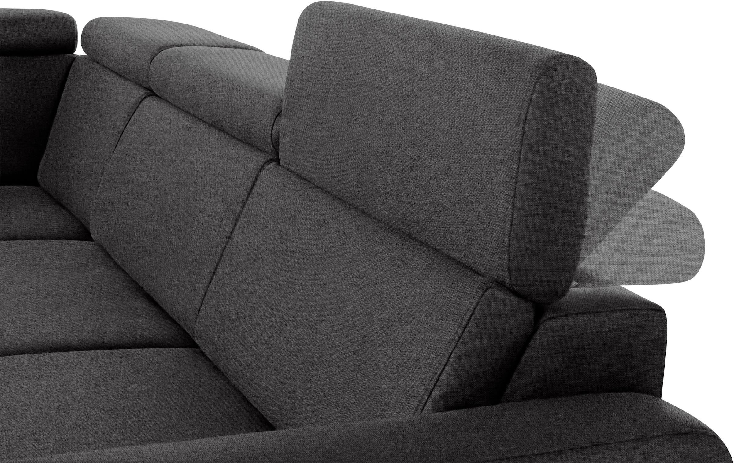 sit&more Ecksofa »Bologna L-Form«, Kopfteilverstellung, wahlweise mit Bettfunktion und Schubkasten