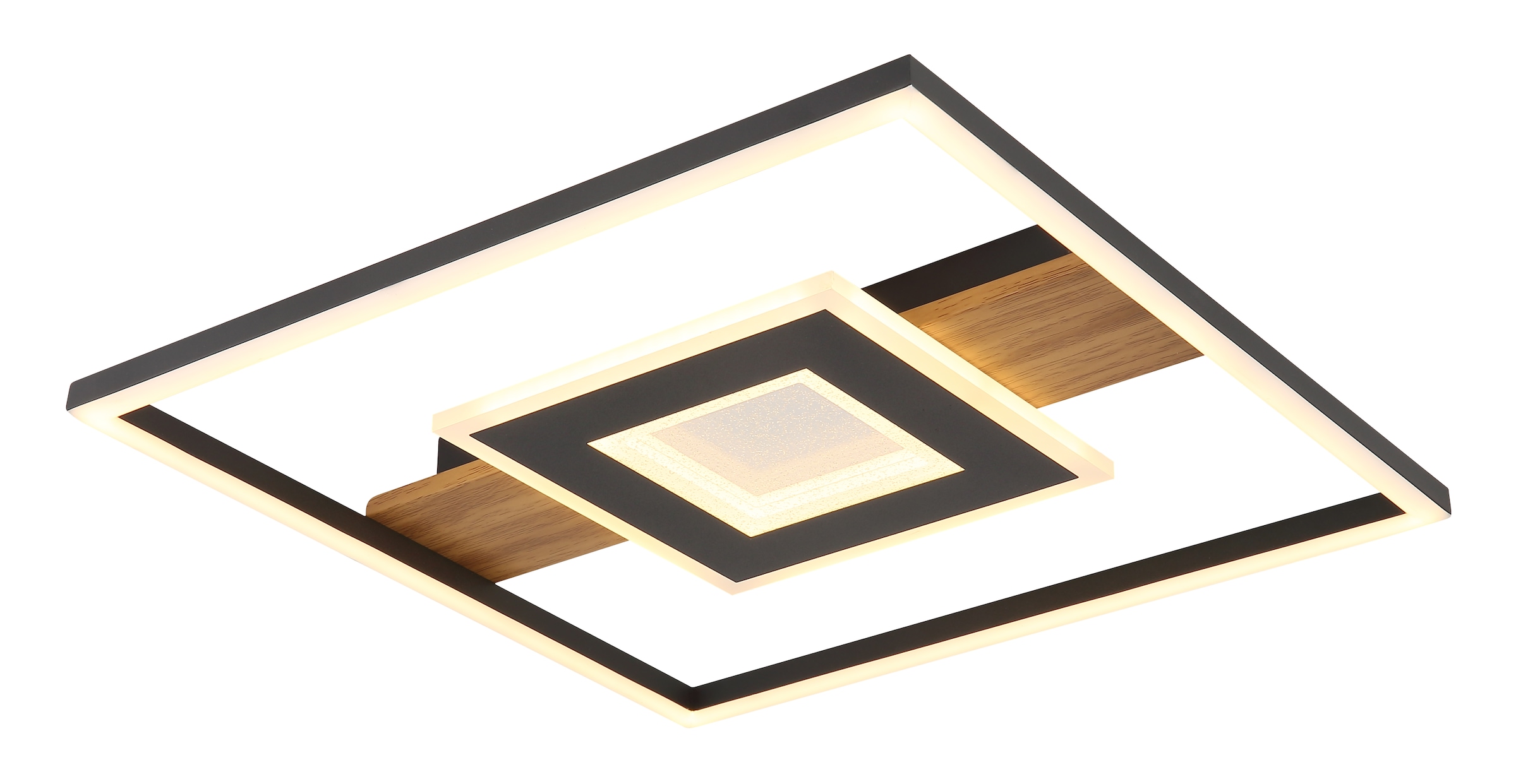 GLOBO LIGHTING LED Deckenleuchte »PIKARA«, Leuchtmittel LED-Modul | LED fest integriert, Deckenlampe/holzoptik/Acrylkristalle klar/modern
