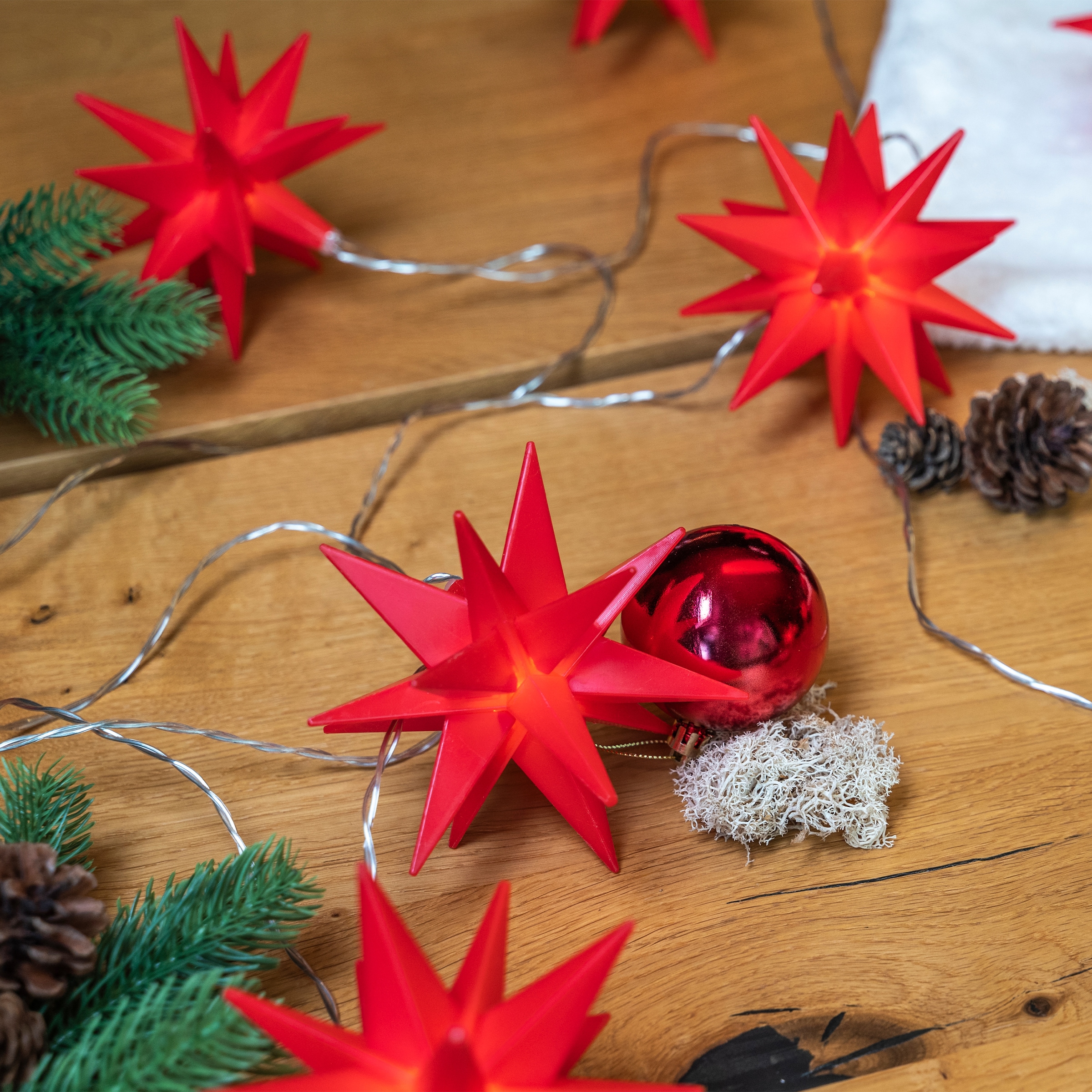 OTTO home LED-Lichterkette »Earrin« 10 Stk.-flammig 3D 10er Sternenlichterkette, Sterne, Lichterkette, 4,5 m beleuchtet