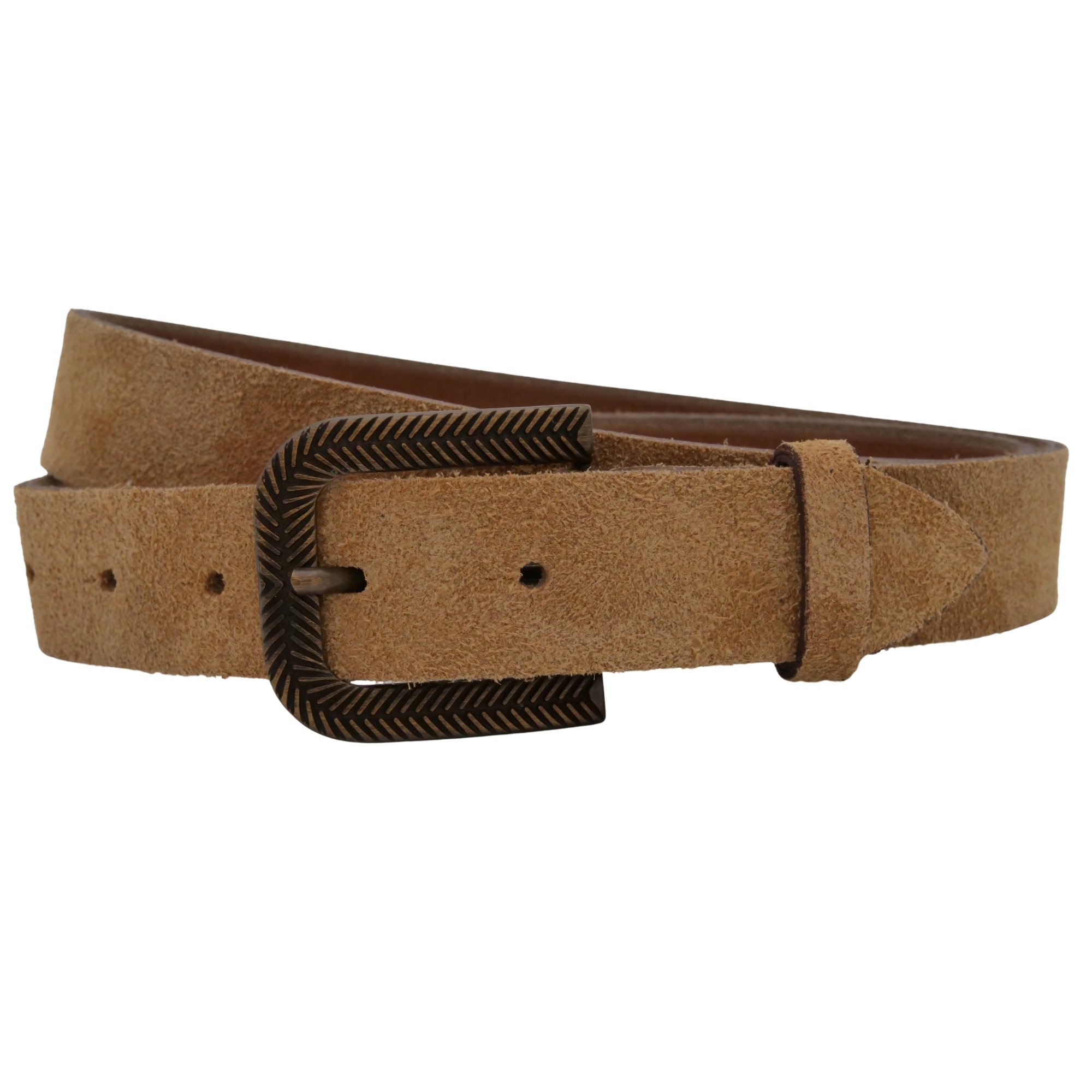 Ledergürtel ANNAMATONI "AnnaMatoni Damen Ledergürtel in hochwertigem Velour Leder 3cm", Damen, Gr. TW80 - 95cm Gesamtlänge, cognac 640, 100% Leder, Gürtel Ledergürtel