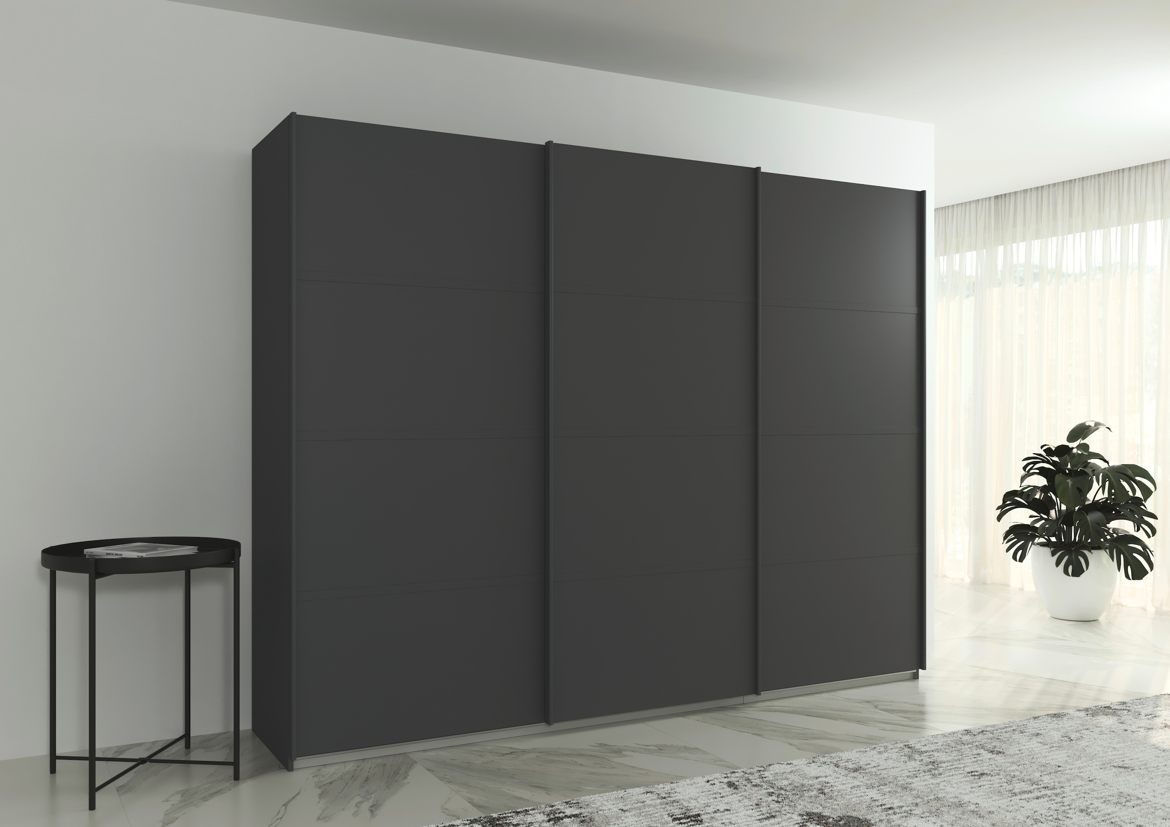 rauch Kleiderschrank »Schwebetürenschrank OTTO´s Choice Garderobe Schrank TOP ANGEBOT Avola«, (in 3 verschiedenen Ausstattungen BASIC/CLASSIC/PREMIUM), mit eleganten Zierleisten in Chrom, Schwarz oder Weiß MADE IN GERMANY