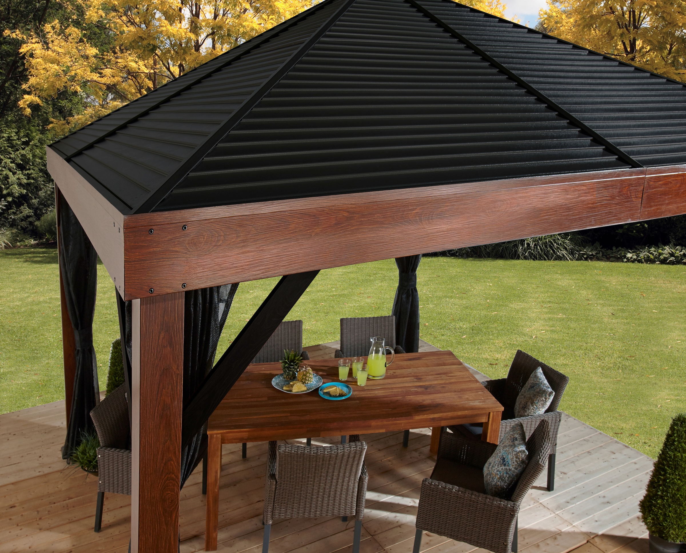 Sojag Pavillon »Valencia 12x12 Holzoptik«, BxTxH: 363x363x310 cm