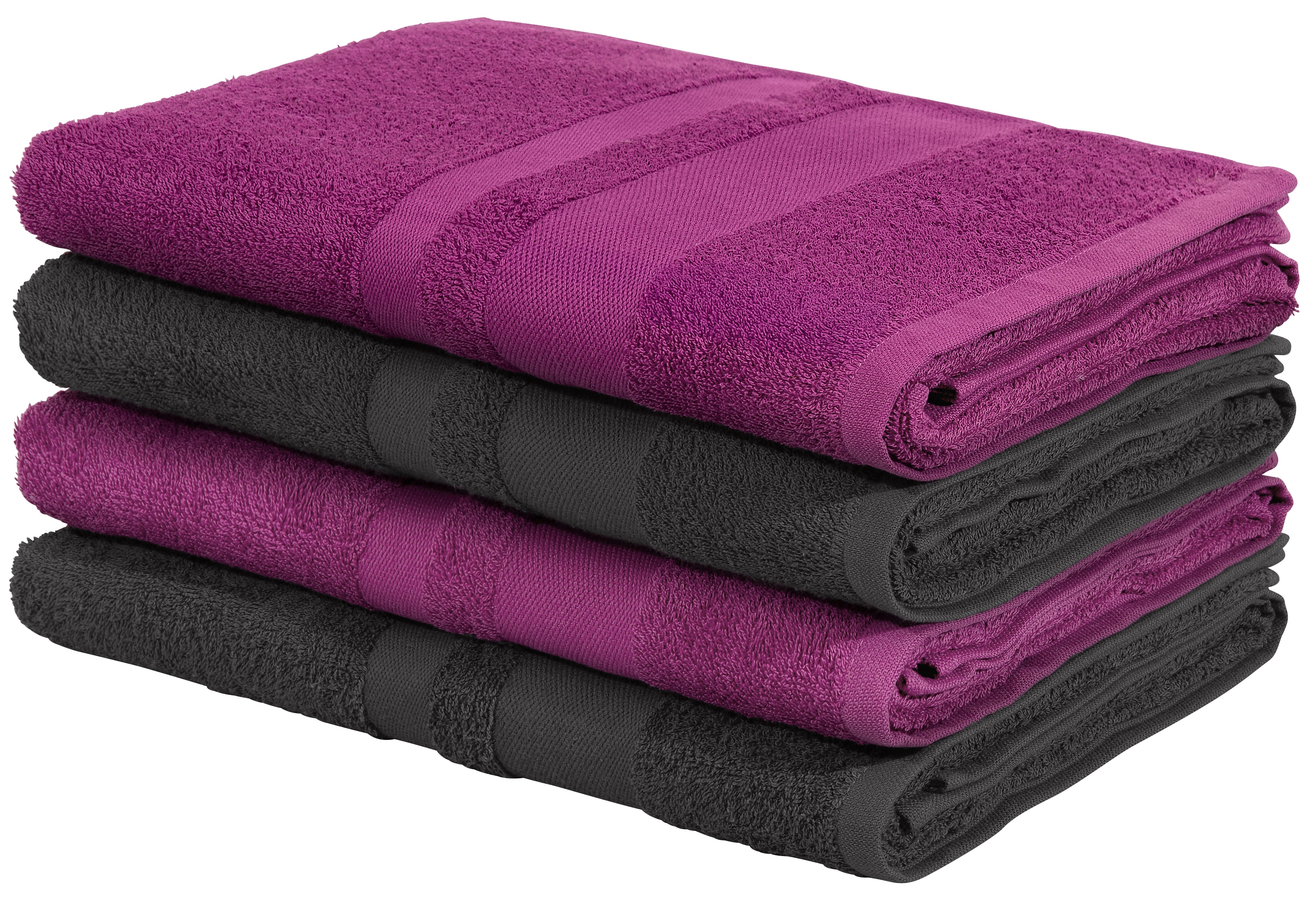 OTTO home Duschtücher "Vanessa, 4 Duschtücher, 70x140cm, in Standard- und Premium-Qualität" Handtücher mit Bordüre, 100% Baumwolle, einfarbig, weich