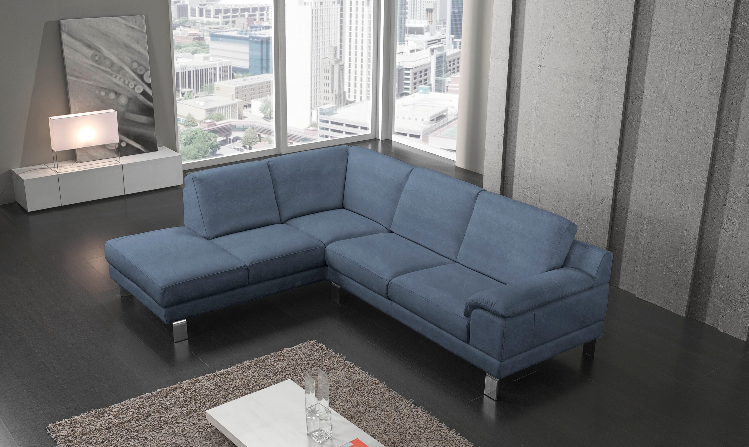 Egoitaliano Ecksofa »Shakira, Design und Sitzkomfort auf hohem Niveau, tolle Details«, mit Ottomane, L-Form, elegante Metallfüße
