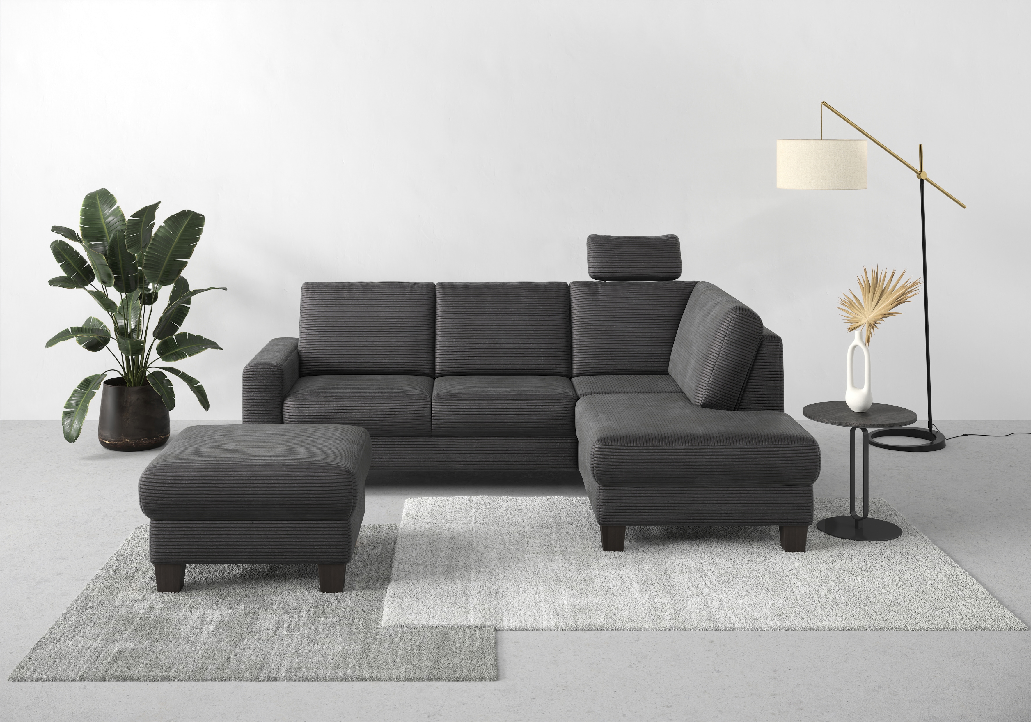 OTTO home Ecksofa "Summer L-Form" mit Ottomane, mit oder ohne Schlaffunktion und Bettkasten, Cord-Bezug