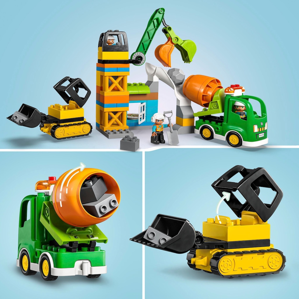 LEGO® Konstruktionsspielsteine »Baustelle mit Baufahrzeugen (10990), LEGO® DUPLO Town«, (61 St.), mit Licht und Sound; Made in Europe