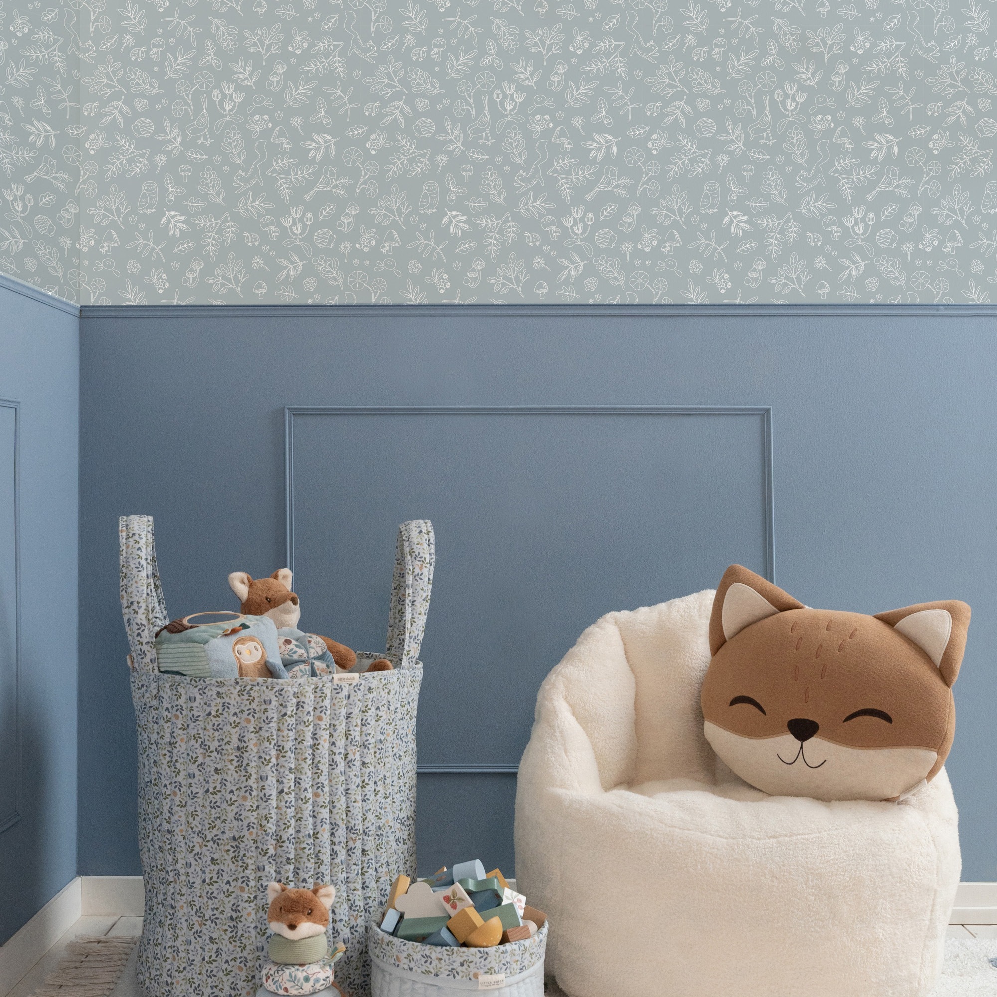 LITTLE DUTCH Vliestapete »Forest Wonders Denim« grafisch glatt Design Tapeten