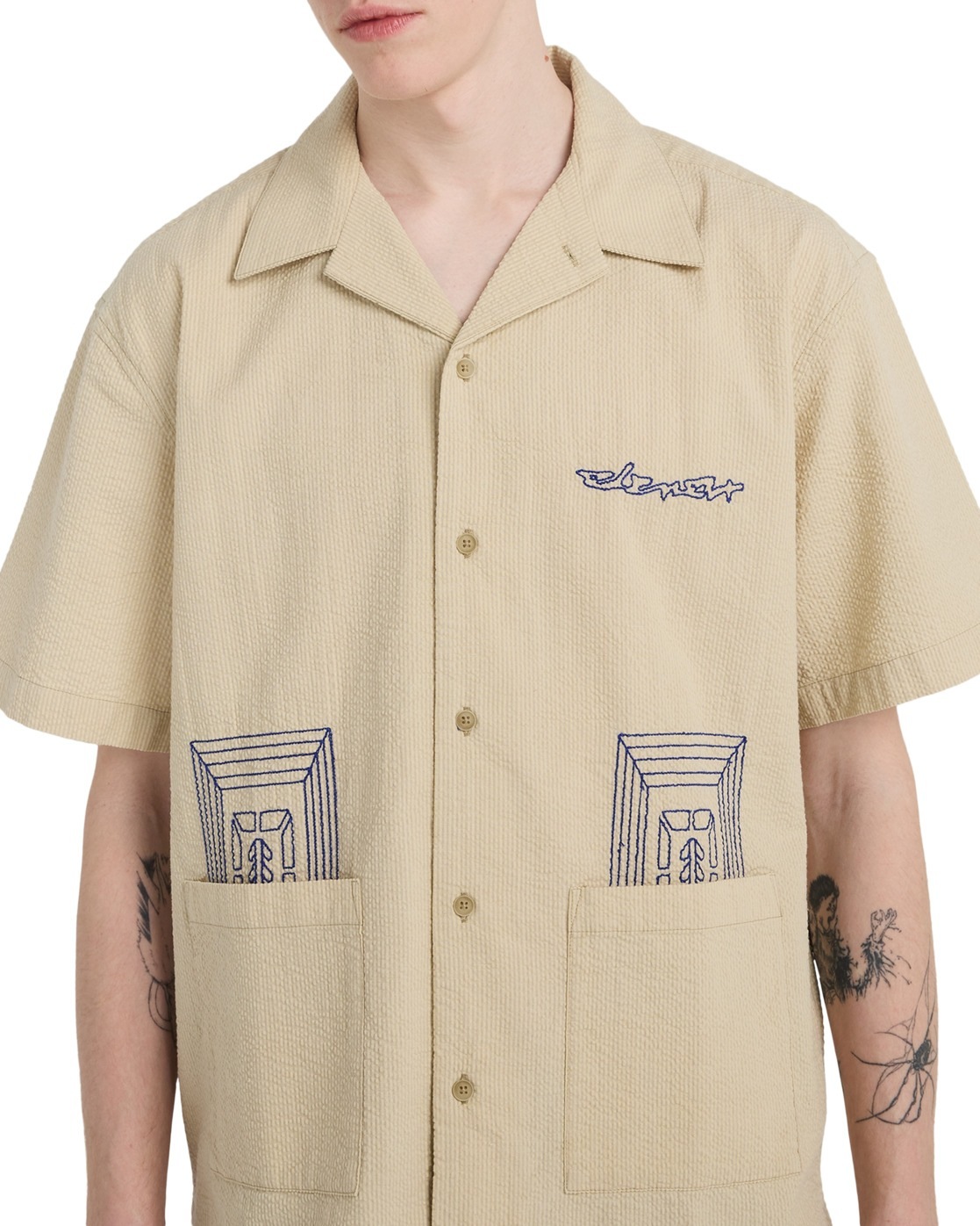 Element Kurzarmhemd »Seersucker Embroidery«
