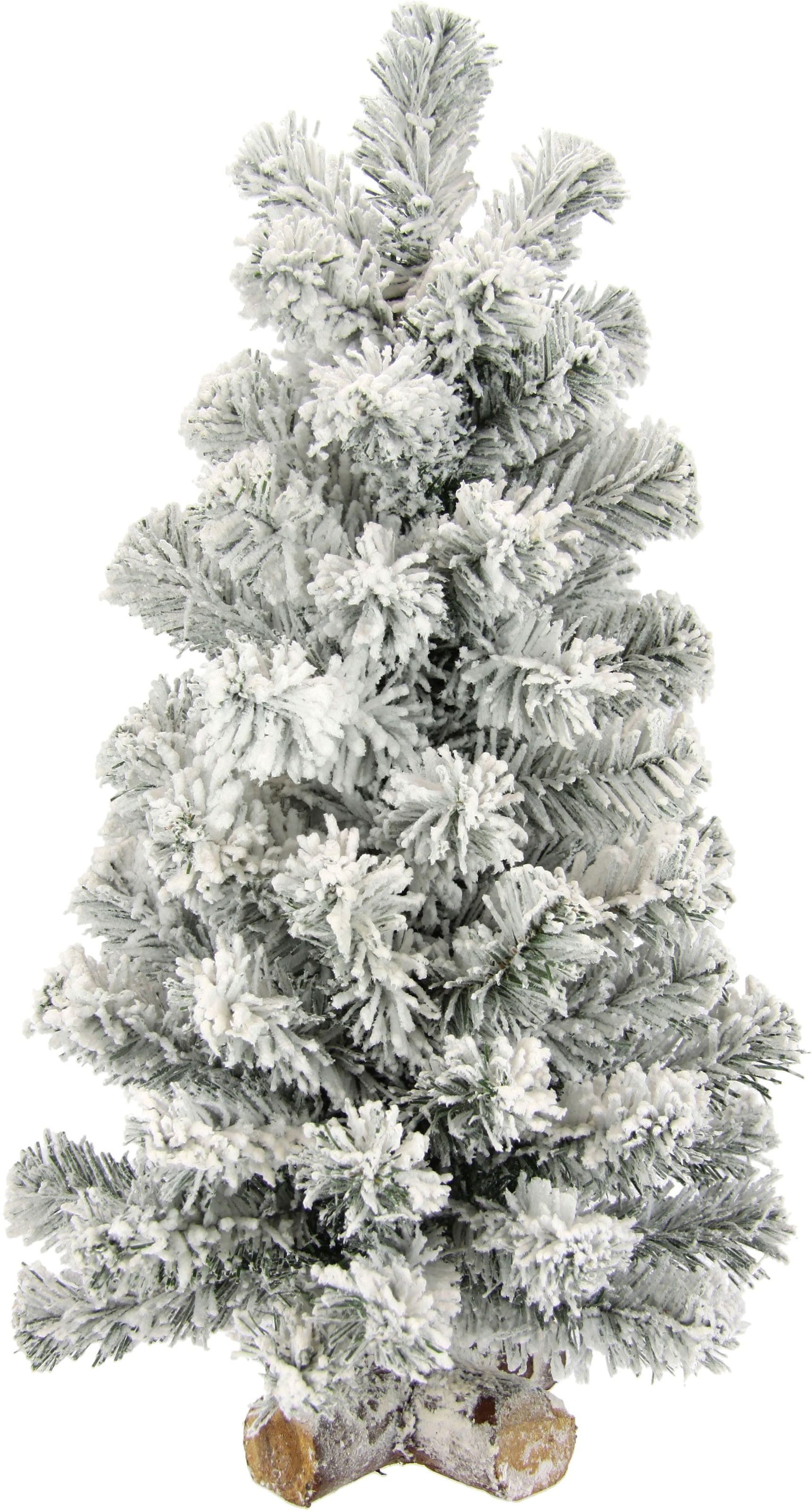 I.GE.A. Dekobaum "Weihnachtsdeko, Weihnachtsbaum", Tannenbaum auf Holzfuß mit Kunstschnee 60 cm