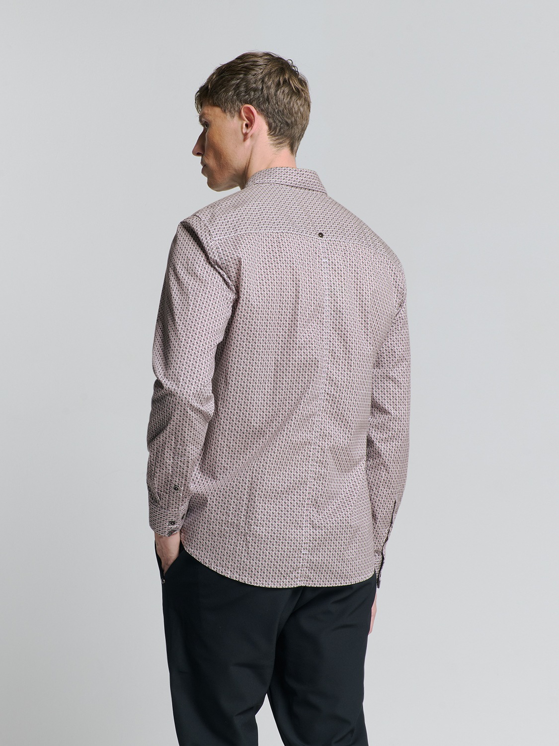 NO EXCESS Langarmhemd »No Excess Stretchhemd mit Print Shirt Stretch Allover Printed«