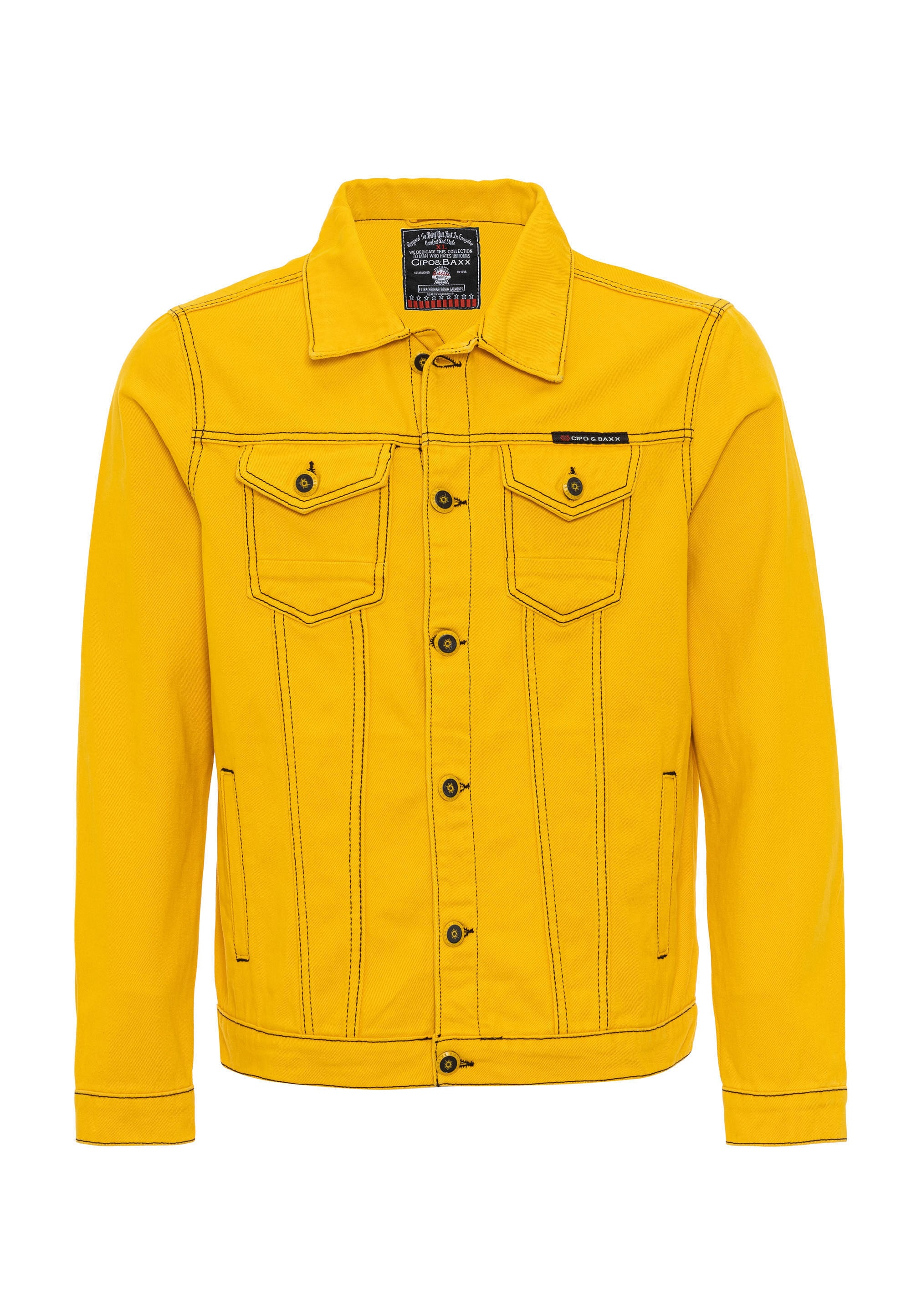 Cipo & Baxx Jeansjacke »CJ289« ohne Kapuze mit Knopfleiste