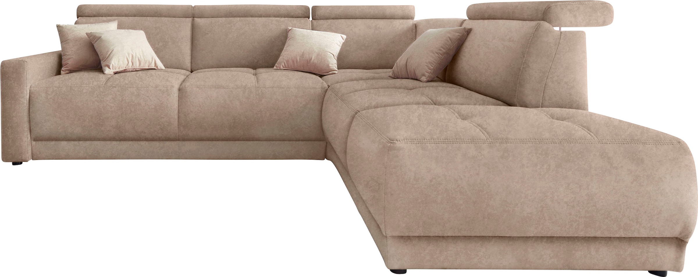 DOMO collection Ecksofa »Ava, moderne Sitzheftung mit toller Doppelnaht, komfortabel, L-Form«, mit Ottomane, inkl. Federkern, wahlweise mit Kopfteilverstellungen