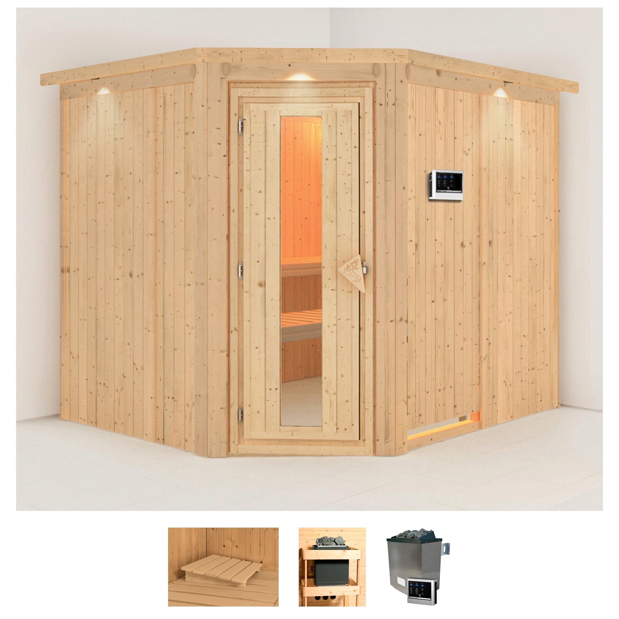 Karibu Sauna "Marit" Set, Ofen 9 KW externe Strg easy