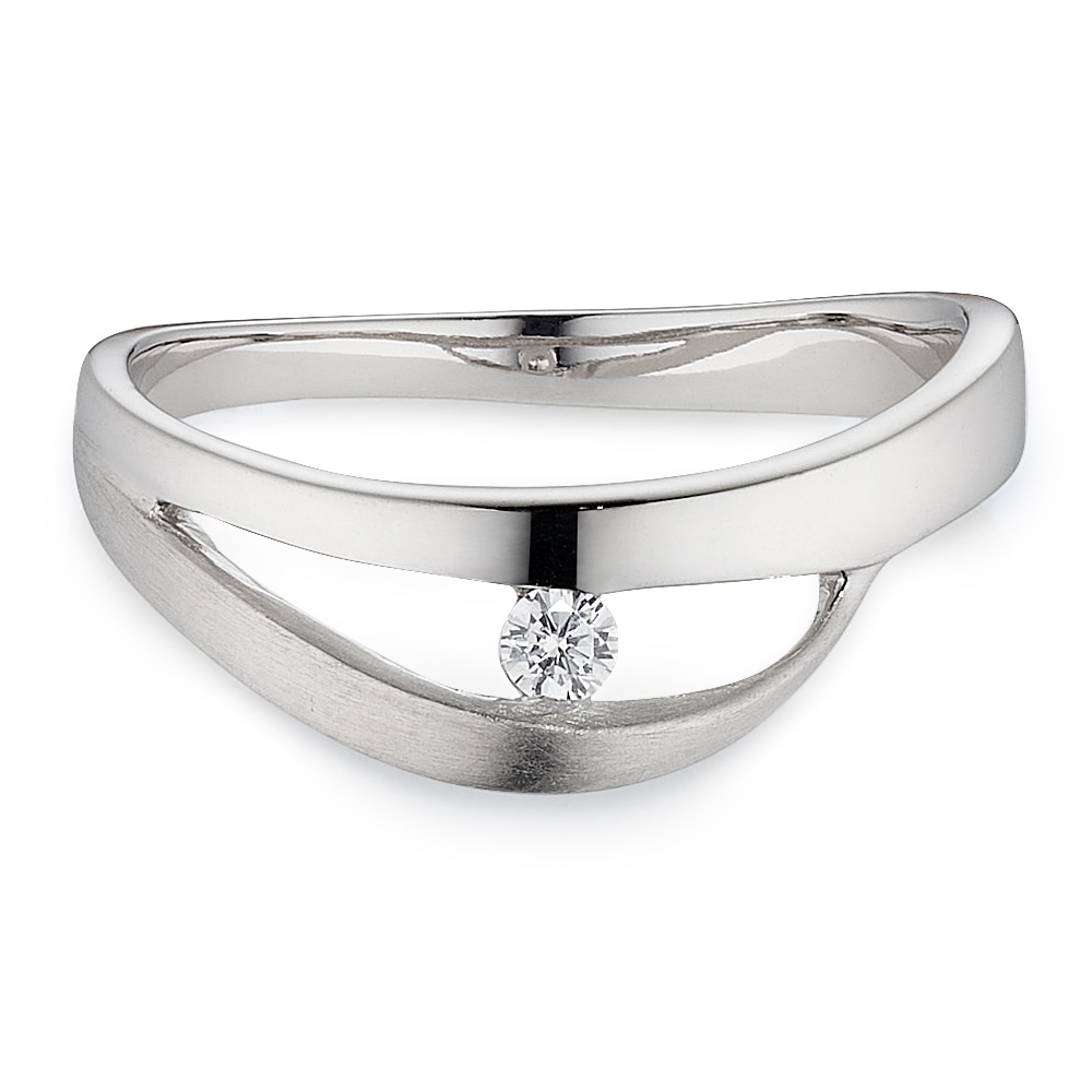 Silberring BRUNO BANANI "Schmuck Geschenk" Gr. 58, silberfarben, kristallweiß, Fingerringe, Damen, 58, Silber 925 (Sterlingsilber), 2mm, Silberring, mit Zirkonia (synth.)