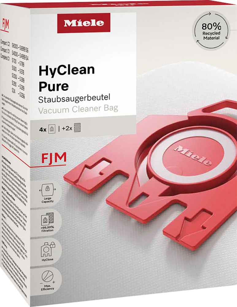 Miele Staubsaugerbeutel »Miele Original Zubehör - Staubsaugerbeutel FJM  HyClean Pure 2.0«, (Packung), 4er Pack Staubbeutel, 2er Pack Filter | BAUR | Staubsaugerbeutel