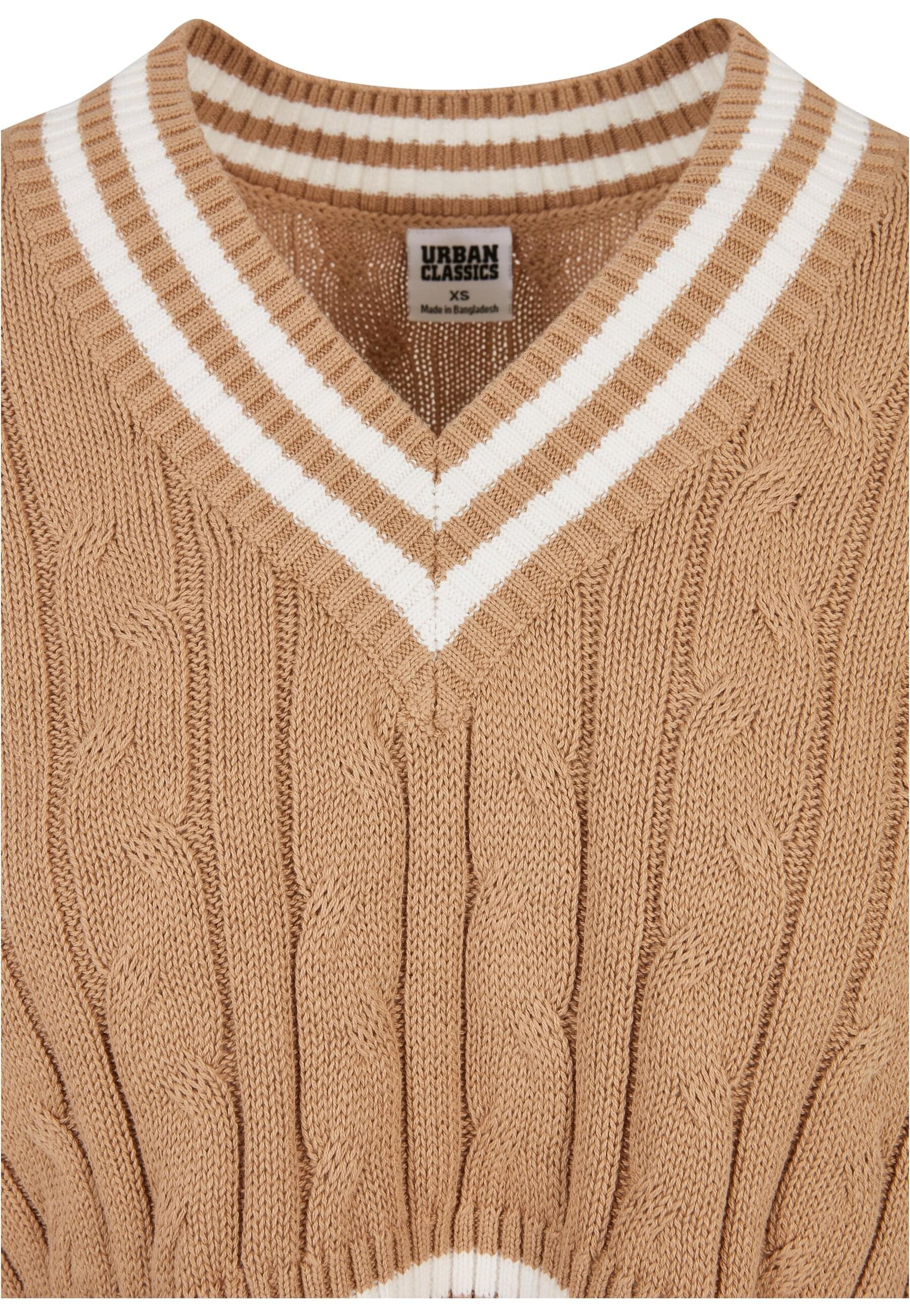 URBAN CLASSICS Rundhalspullover »Urban Classics Damen Ladies Cropped Knit College Slipover«, (1 tlg.)