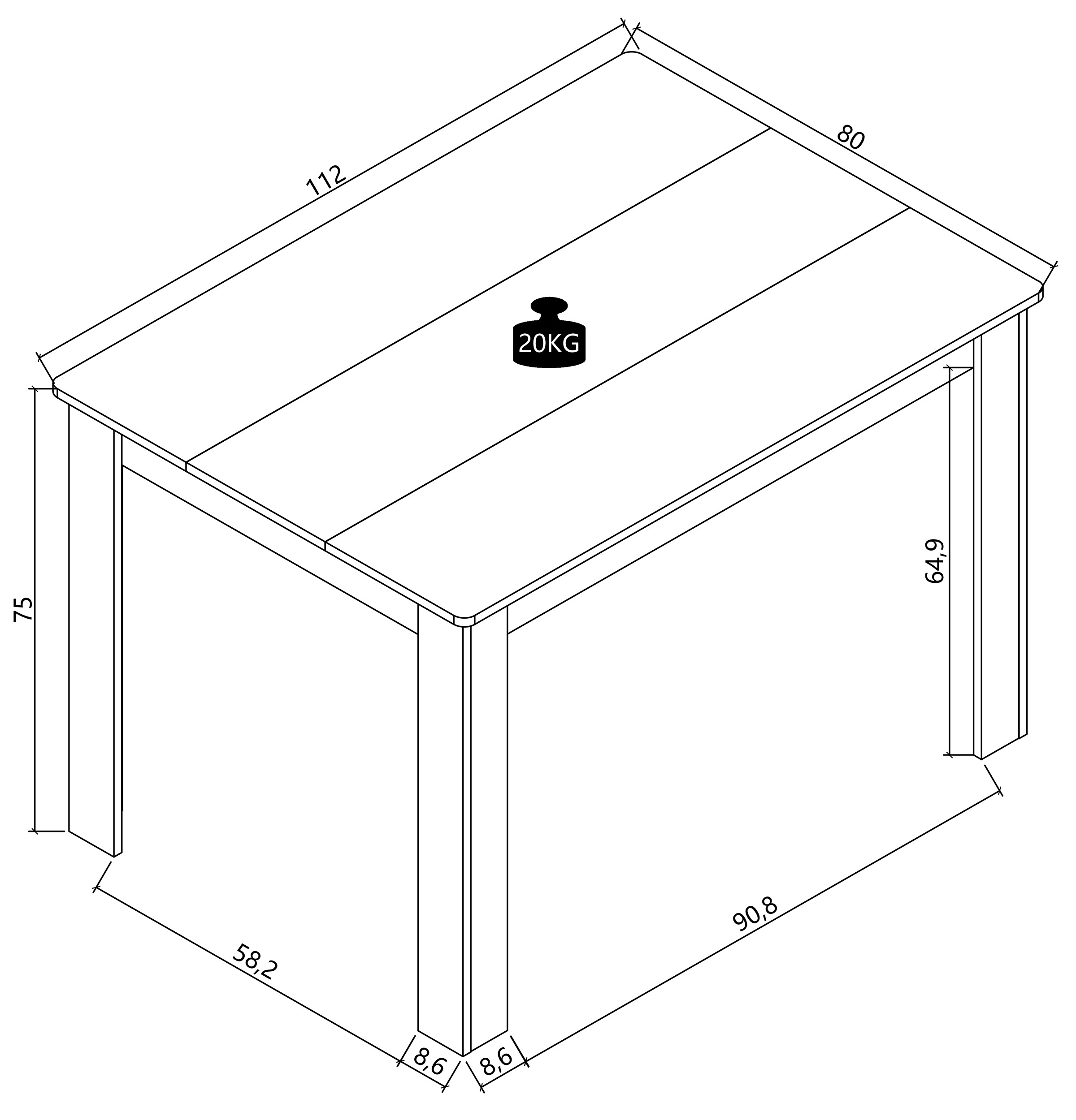 VCM Esstisch »Esstisch Küchentisch B. 115 x T. 80 cm Disalo« 1 Stk. tlg.