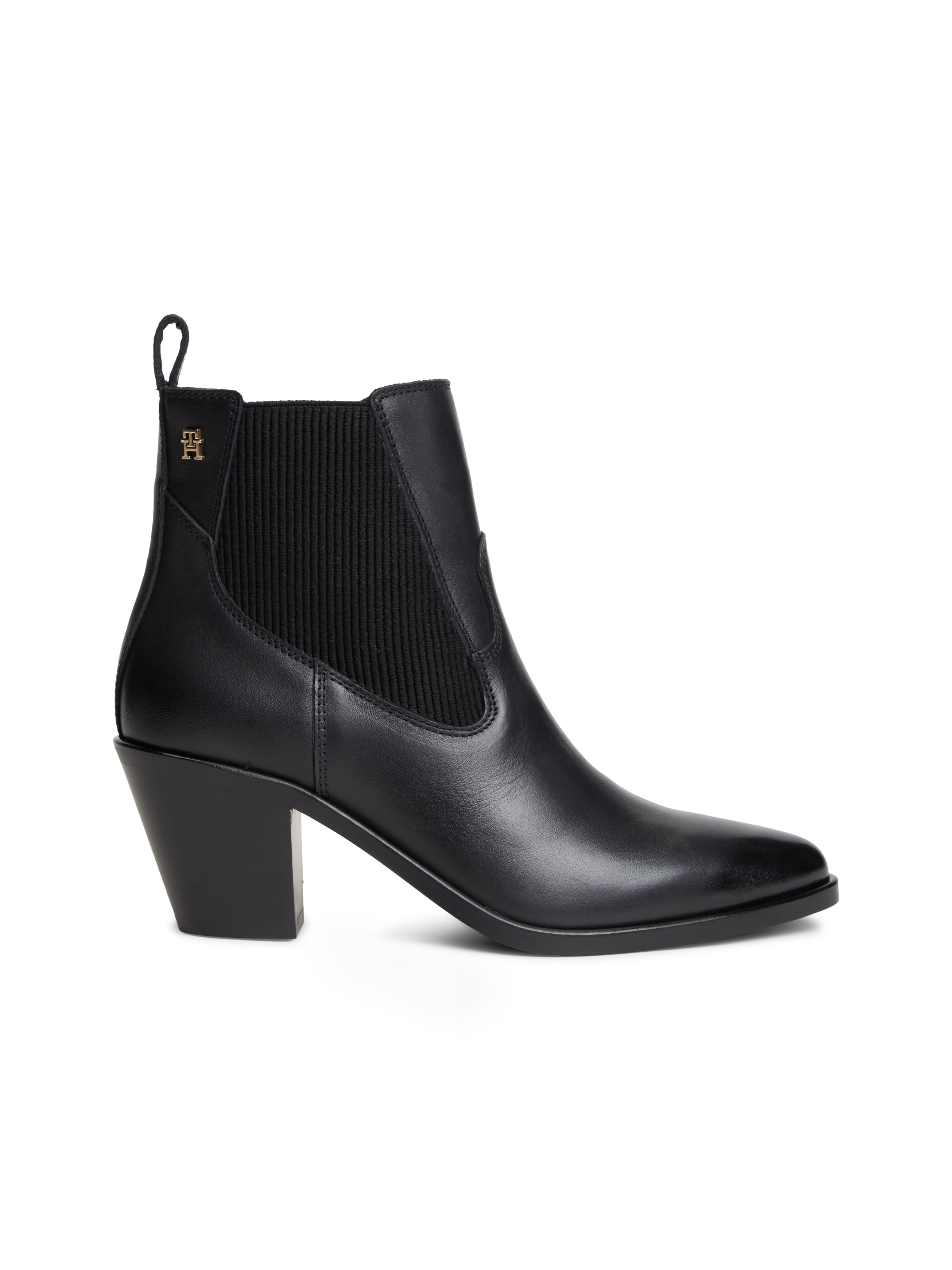 Tommy Hilfiger Chelseaboots »LEATHER WESTERN CHELSEA BOOT«  Trichterabsatz, Westernboots, Cowboystiefelette mit TH-Logoemblem