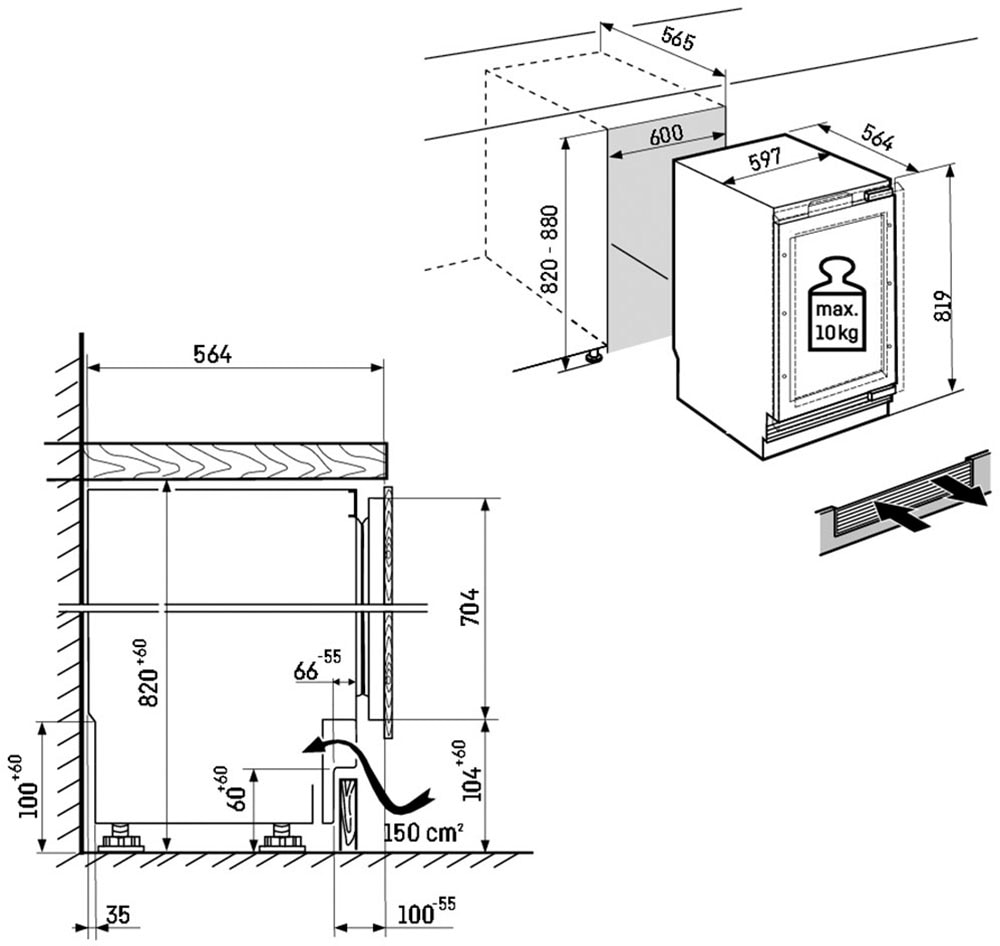 Liebherr Einbaukühlschrank »994896651« 81,9 cm hoch 59,7 cm breit