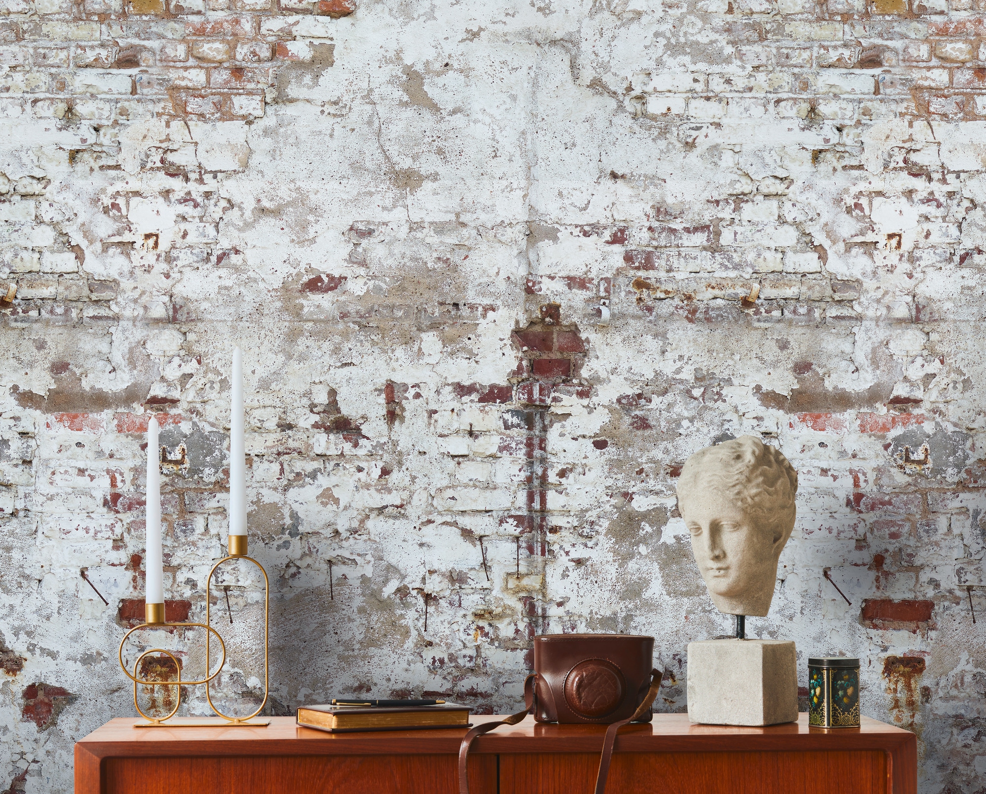 living walls Fototapete "Steintapete" gemustert matt neutral glatt Fototapete Steinoptik Steinwand Loft Industrial Tapeten Wohnzimmer