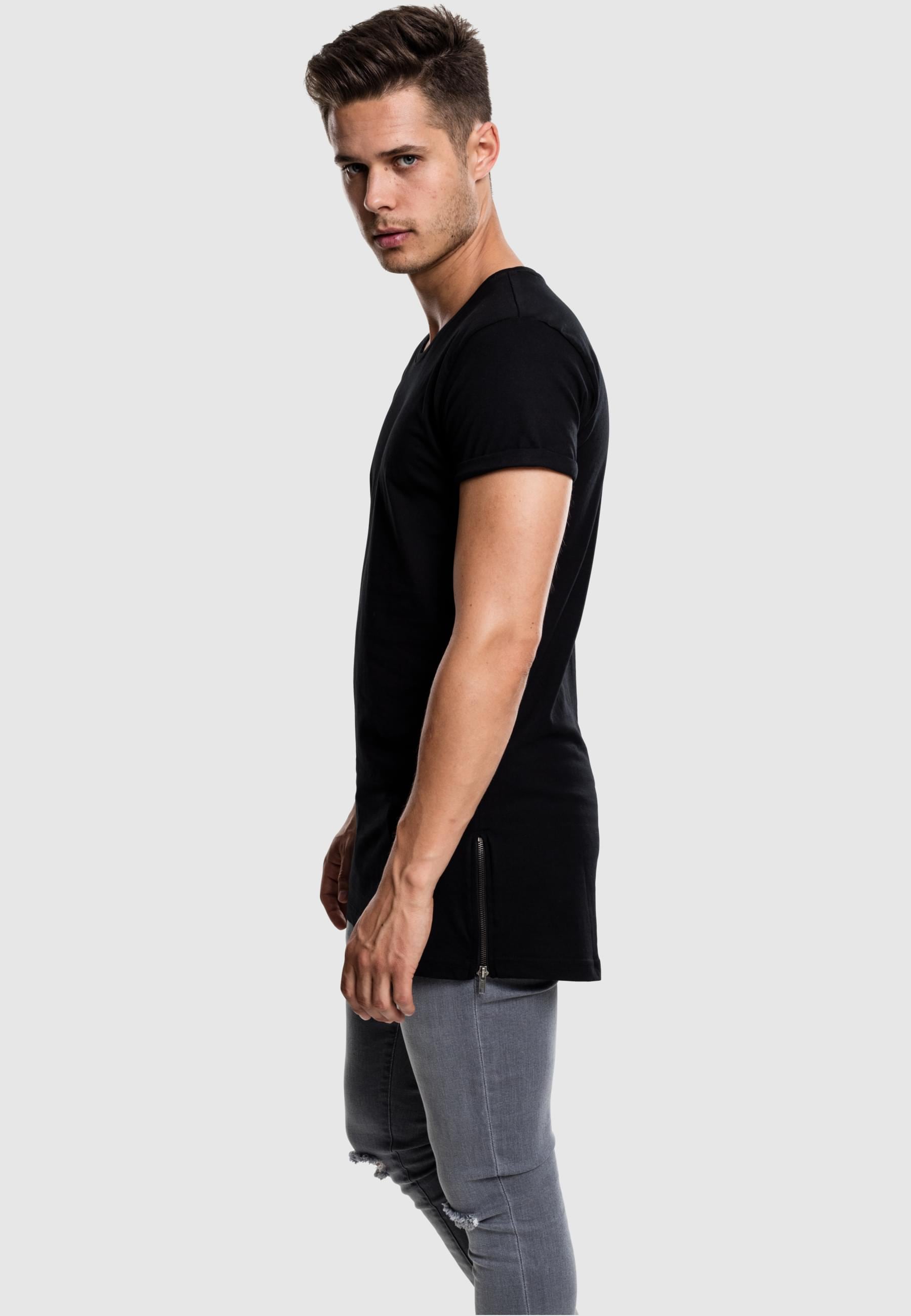URBAN CLASSICS T-Shirt »Urban Classics Herren Long Shaped Side Zip Tee«, (1 tlg.)