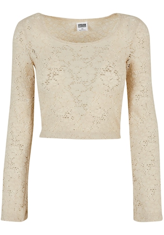 Longsleeve »Urban Classics Damen Ladies Cropped Lace Longsleeve«, (1 tlg.)