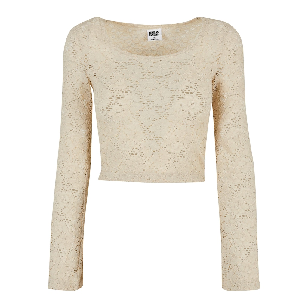 URBAN CLASSICS Longsleeve »Urban Classics Damen Ladies Cropped Lace Longsleeve«, (1 tlg.)