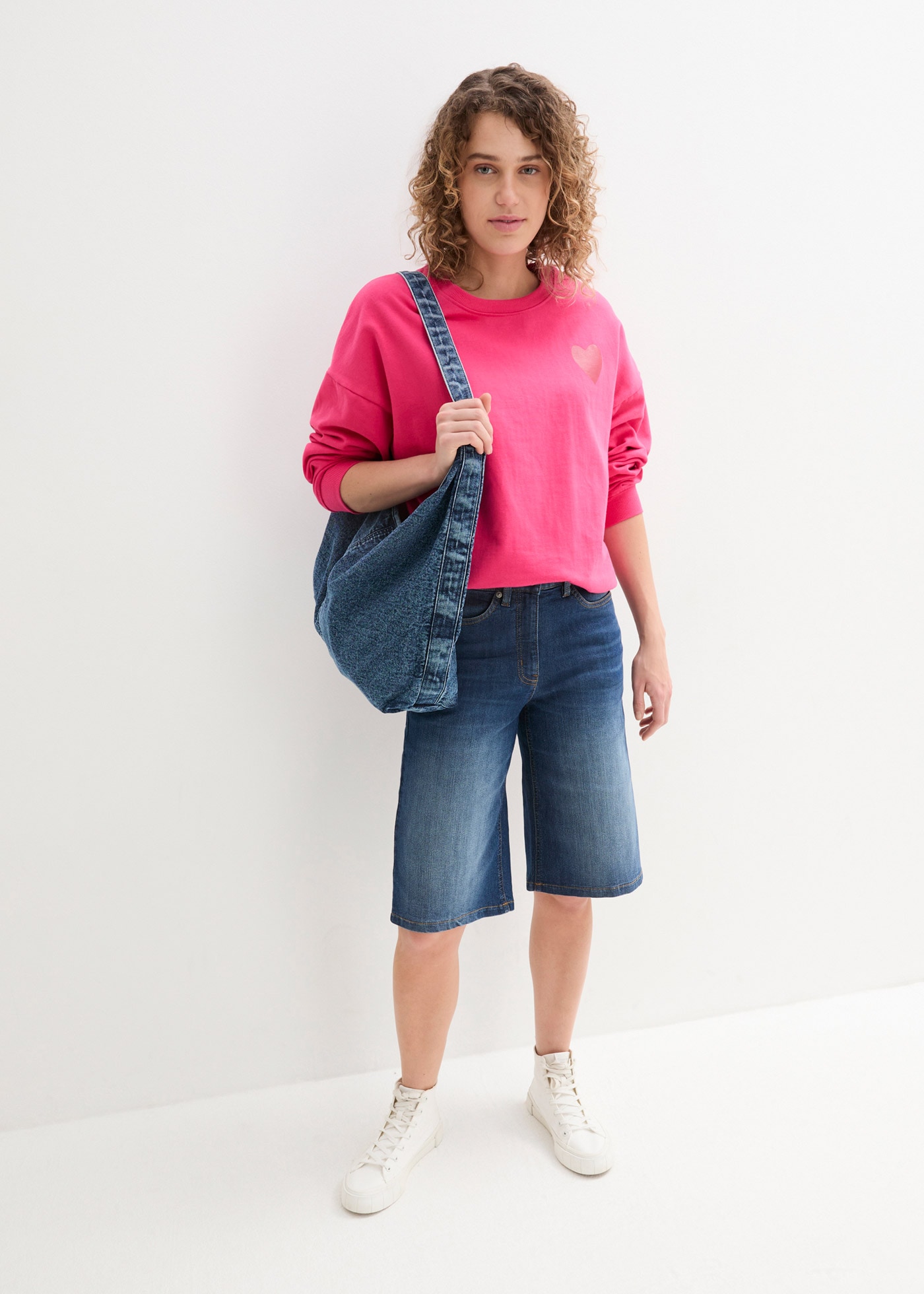 bonprix Sweatshirt , lässiger Schnitt, überschnittene Schulter, Oversize-Passform
